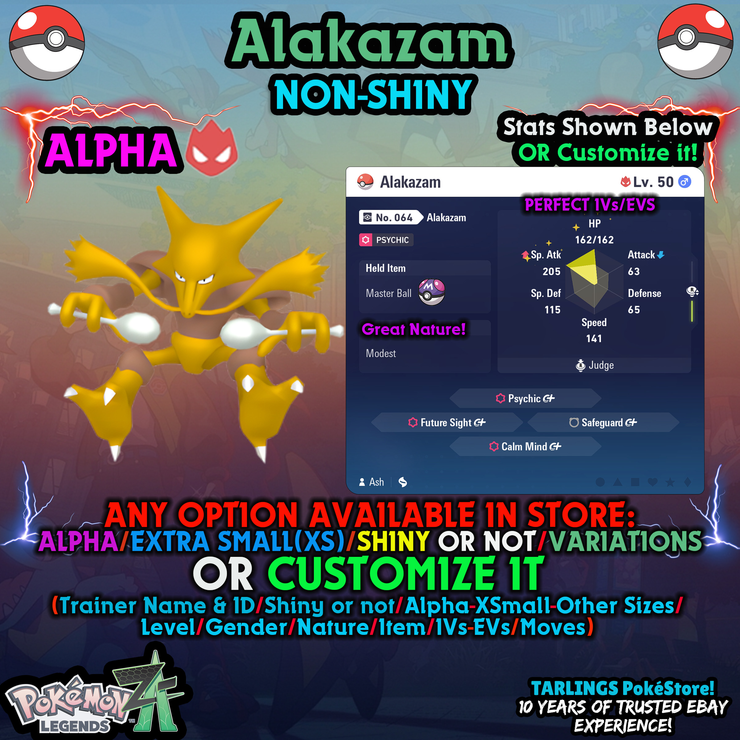 Pokemon Legends ZA 🐉 Alakazam - SHINY/NON/ALPHAS/XS/BUNDLES ✨ OR