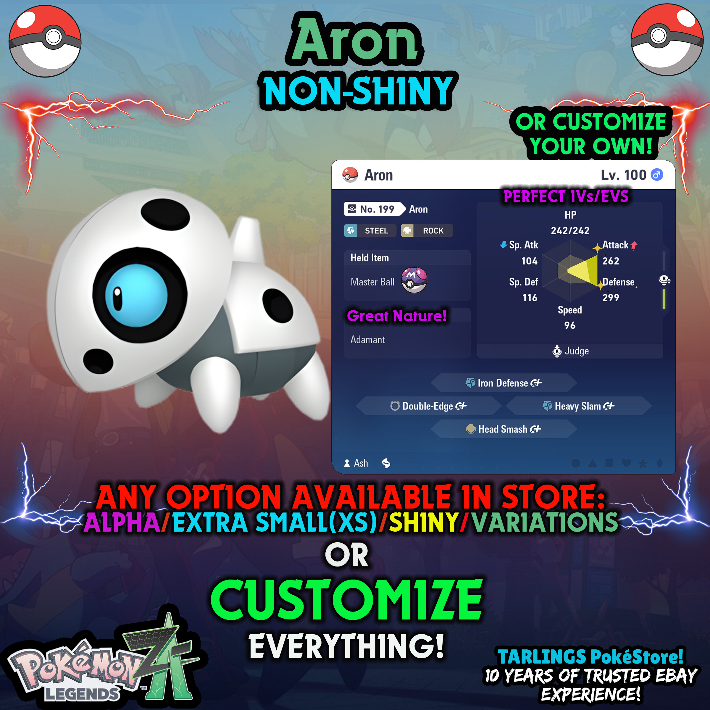 Pokemon Legends ZA π Aron - SHINY/NON-SHINY/ALPHAS/X-SMALL β¨ OR CUSTOM β¨ - Picture 5 of 20