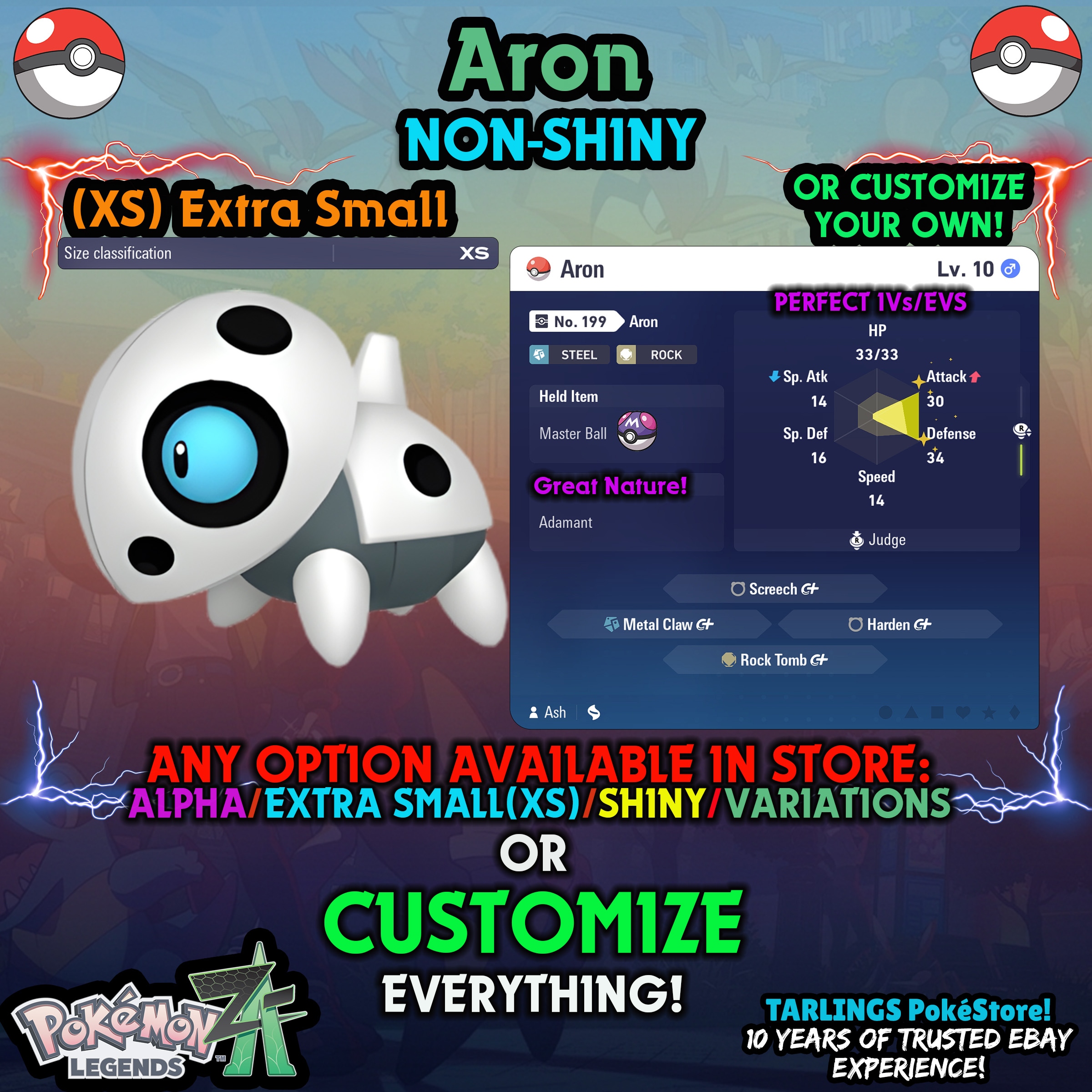 Pokemon Legends ZA π Aron - SHINY/NON-SHINY/ALPHAS/X-SMALL β¨ OR CUSTOM β¨ - Picture 15 of 20