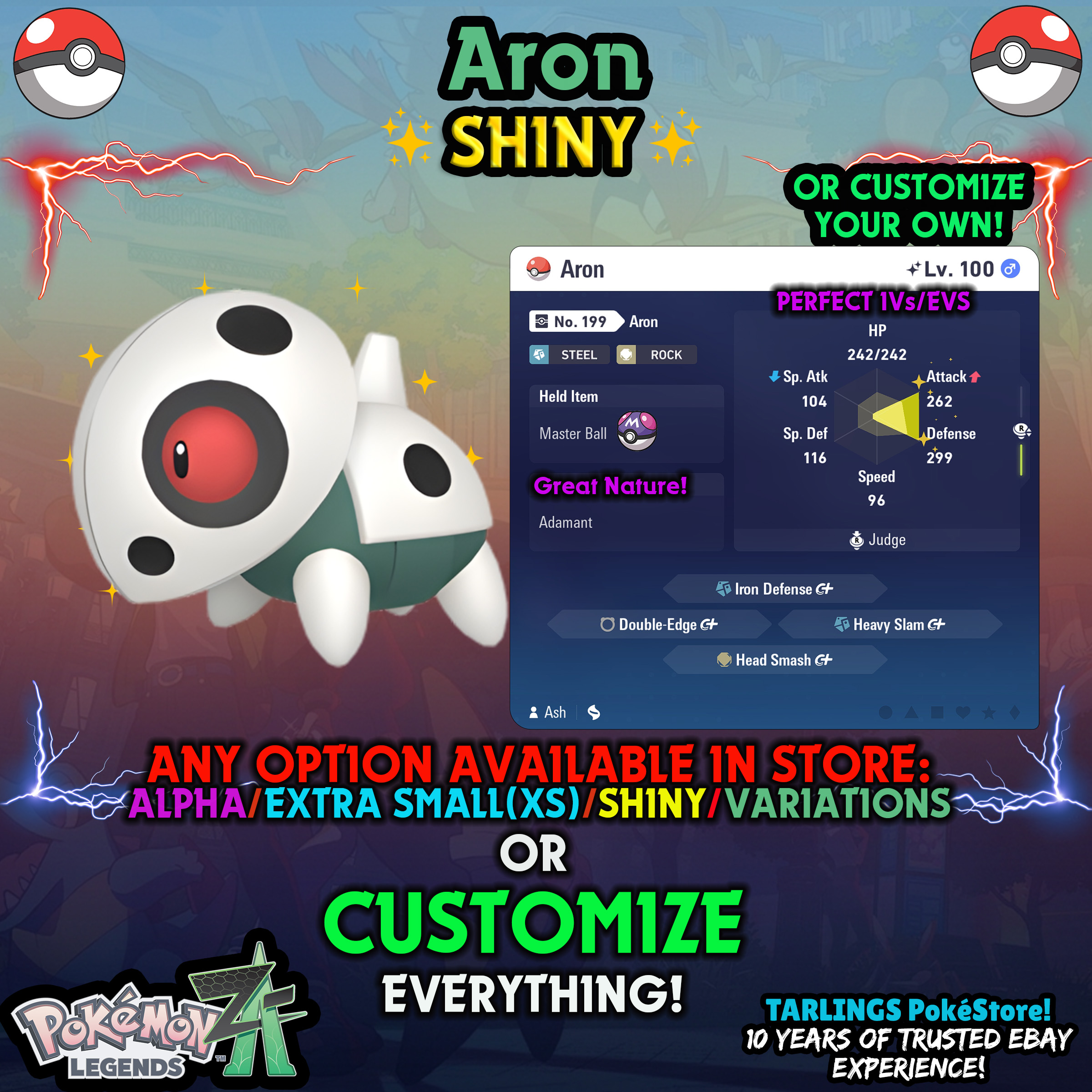 Pokemon Legends ZA π Aron - SHINY/NON-SHINY/ALPHAS/X-SMALL β¨ OR CUSTOM β¨ - Picture 8 of 20