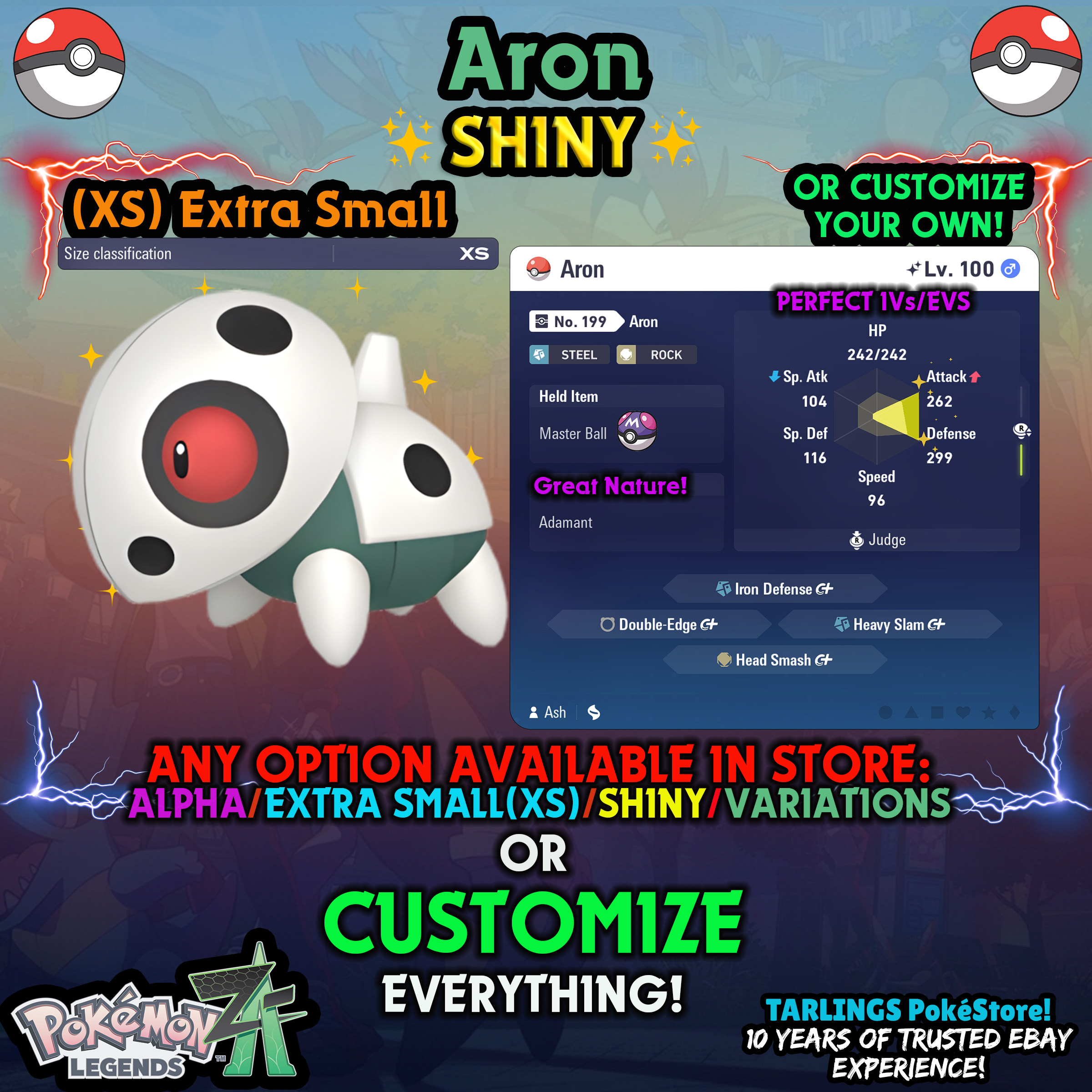 Pokemon Legends ZA π Aron - SHINY/NON-SHINY/ALPHAS/X-SMALL β¨ OR CUSTOM β¨ - Picture 20 of 20