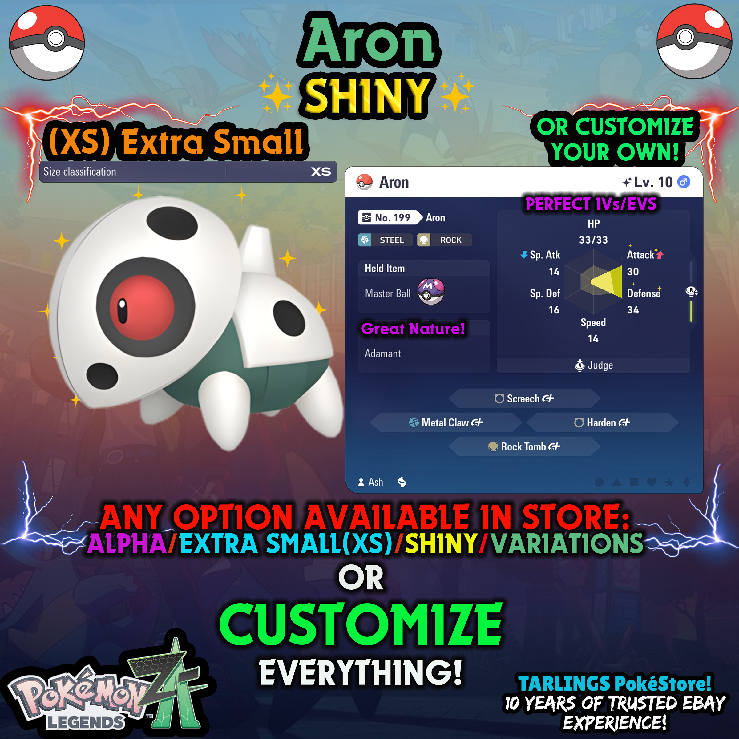 Pokemon Legends ZA π Aron - SHINY/NON-SHINY/ALPHAS/X-SMALL β¨ OR CUSTOM β¨ - Picture 18 of 20
