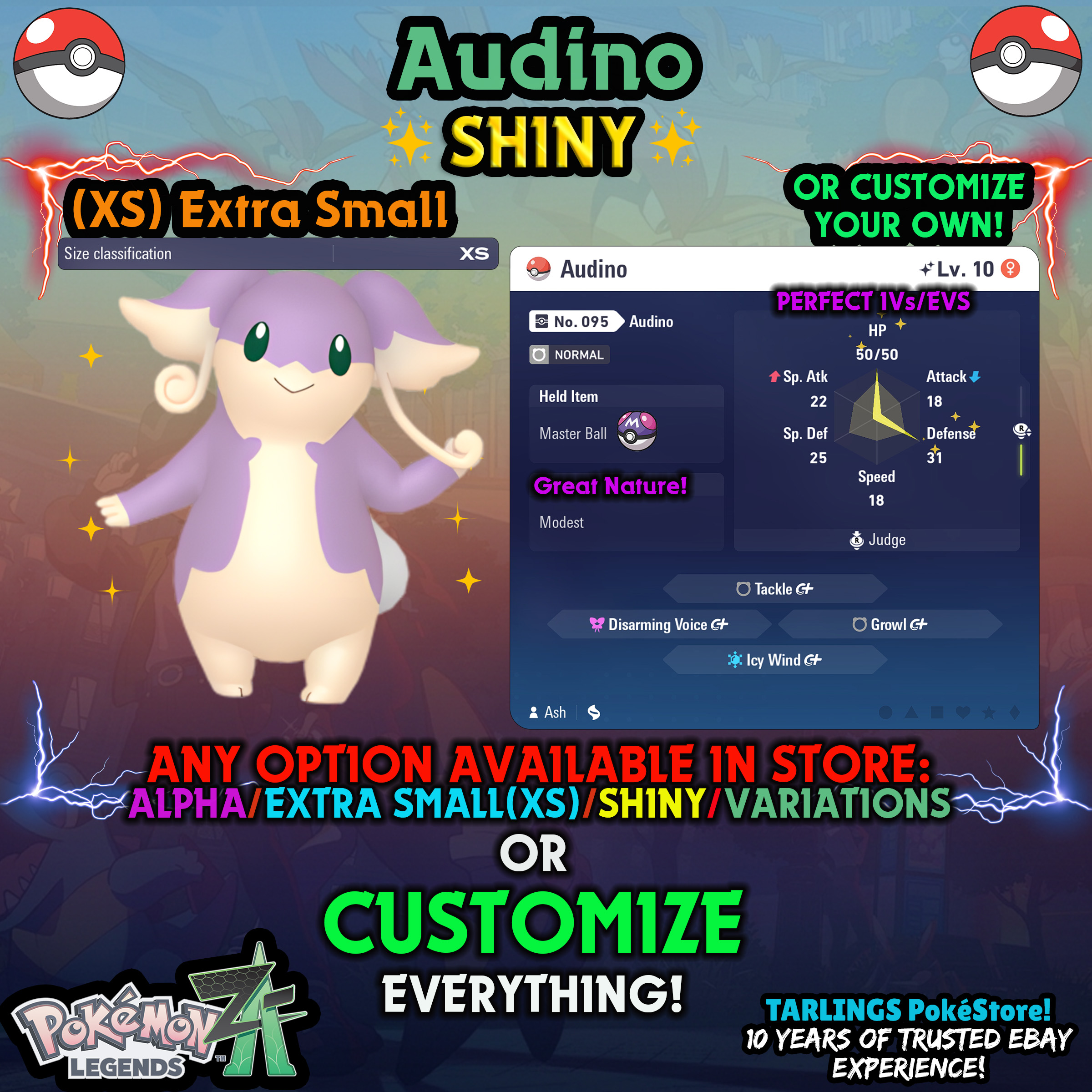 Pokemon Legends ZA π (XS) EXTRA SMALL - LOW LEVELS - SHINY β¨ IVs/Evs/CUSTOMS β¨ - Picture 50 of 146