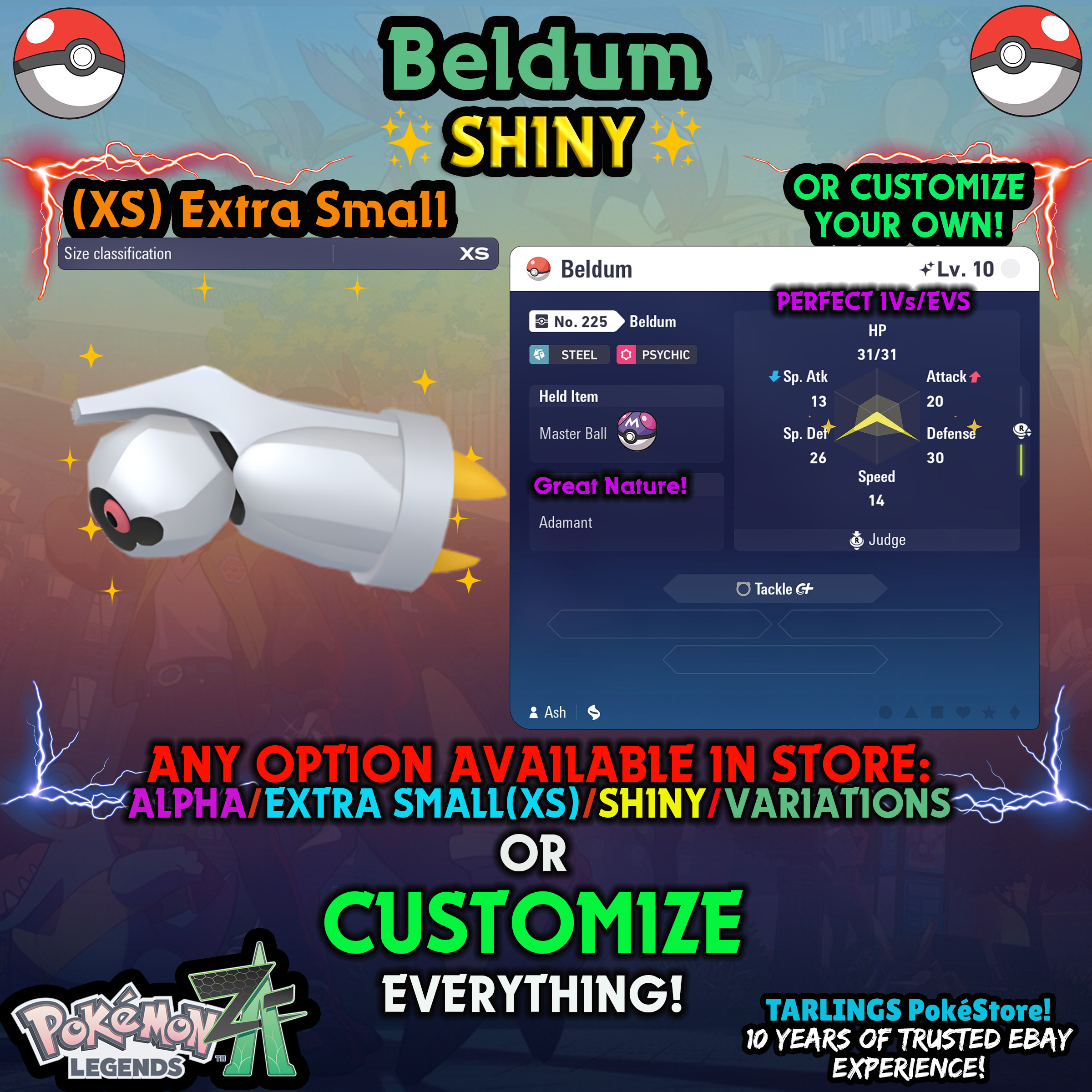 Pokemon Legends ZA π (XS) EXTRA SMALL - LOW LEVELS - SHINY β¨ IVs/Evs/CUSTOMS β¨ - Picture 146 of 146