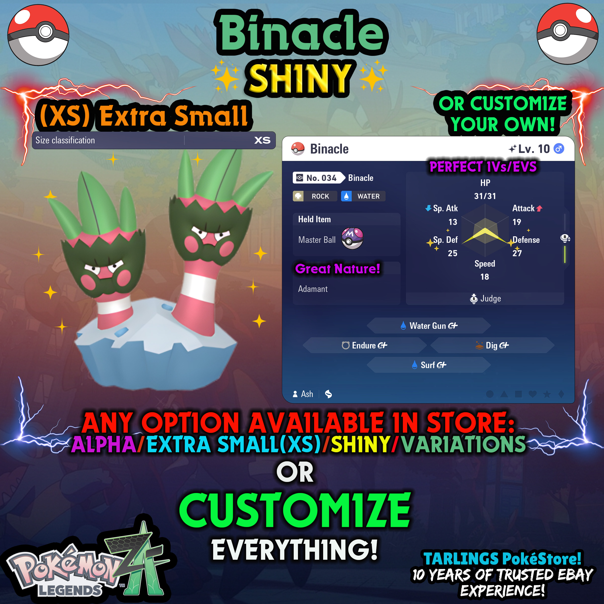 Pokemon Legends ZA π (XS) EXTRA SMALL - LOW LEVELS - SHINY β¨ IVs/Evs/CUSTOMS β¨ - Picture 17 of 146