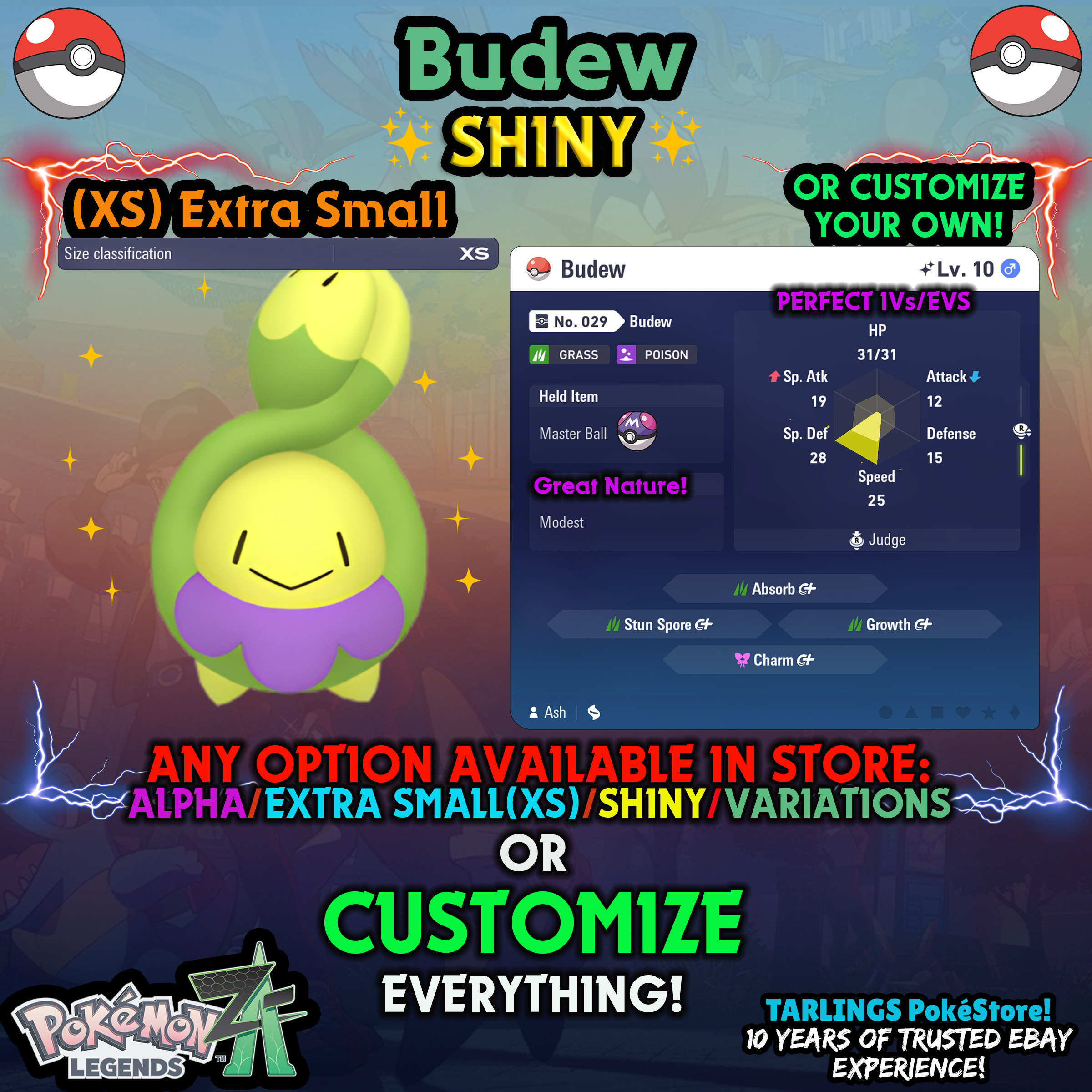 Pokemon Legends ZA π (XS) EXTRA SMALL - LOW LEVELS - SHINY β¨ IVs/Evs/CUSTOMS β¨ - Picture 13 of 146