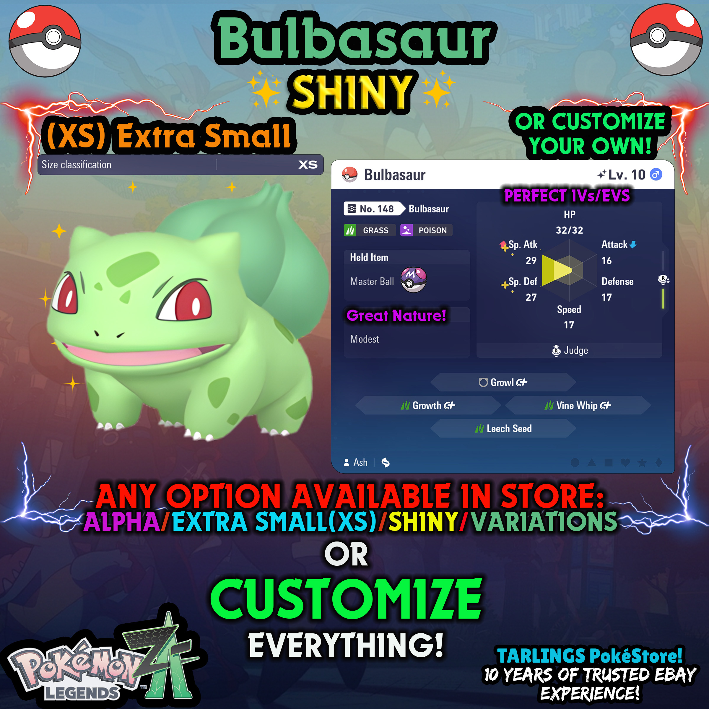 Pokemon Legends ZA π (XS) EXTRA SMALL - LOW LEVELS - SHINY β¨ IVs/Evs/CUSTOMS β¨ - Picture 90 of 146