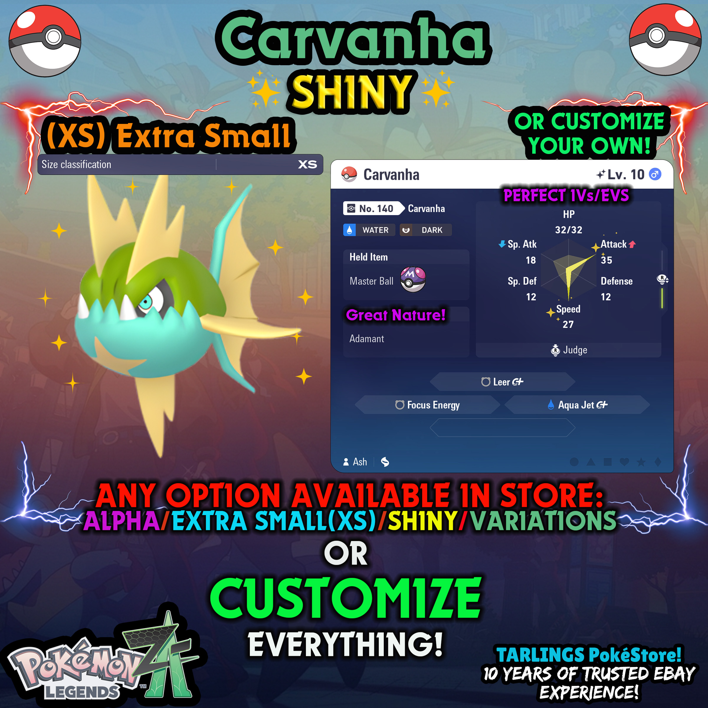 Pokemon Legends ZA π (XS) EXTRA SMALL - LOW LEVELS - SHINY β¨ IVs/Evs/CUSTOMS β¨ - Picture 85 of 146