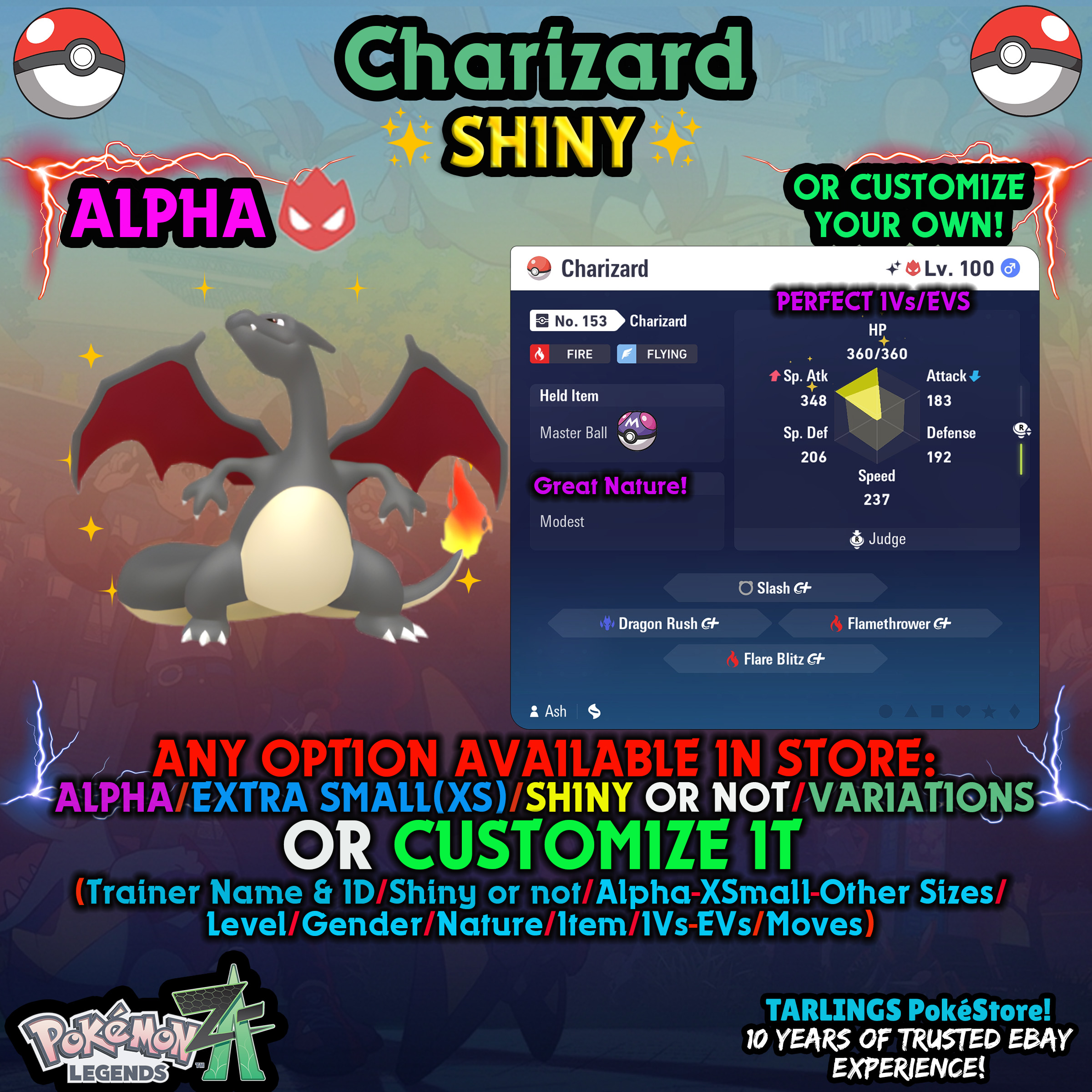Pokemon Leggende ZA π Charizard - SHINY/NON/ALPHAS/XS/BUNDLE β¨ O PERSONALIZZATO β¨ - Foto 10 di 14