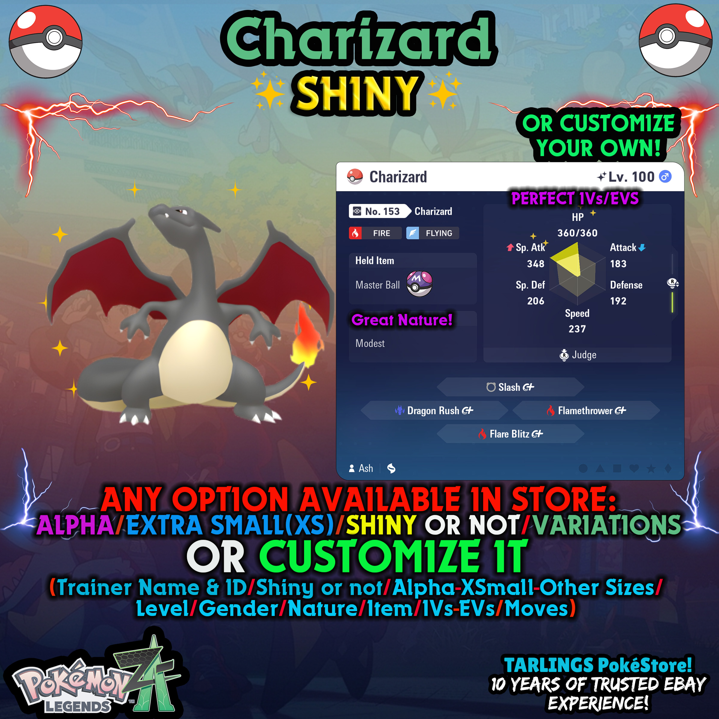 Pokemon Leggende ZA π Charizard - SHINY/NON/ALPHAS/XS/BUNDLE β¨ O PERSONALIZZATO β¨ - Foto 6 di 14