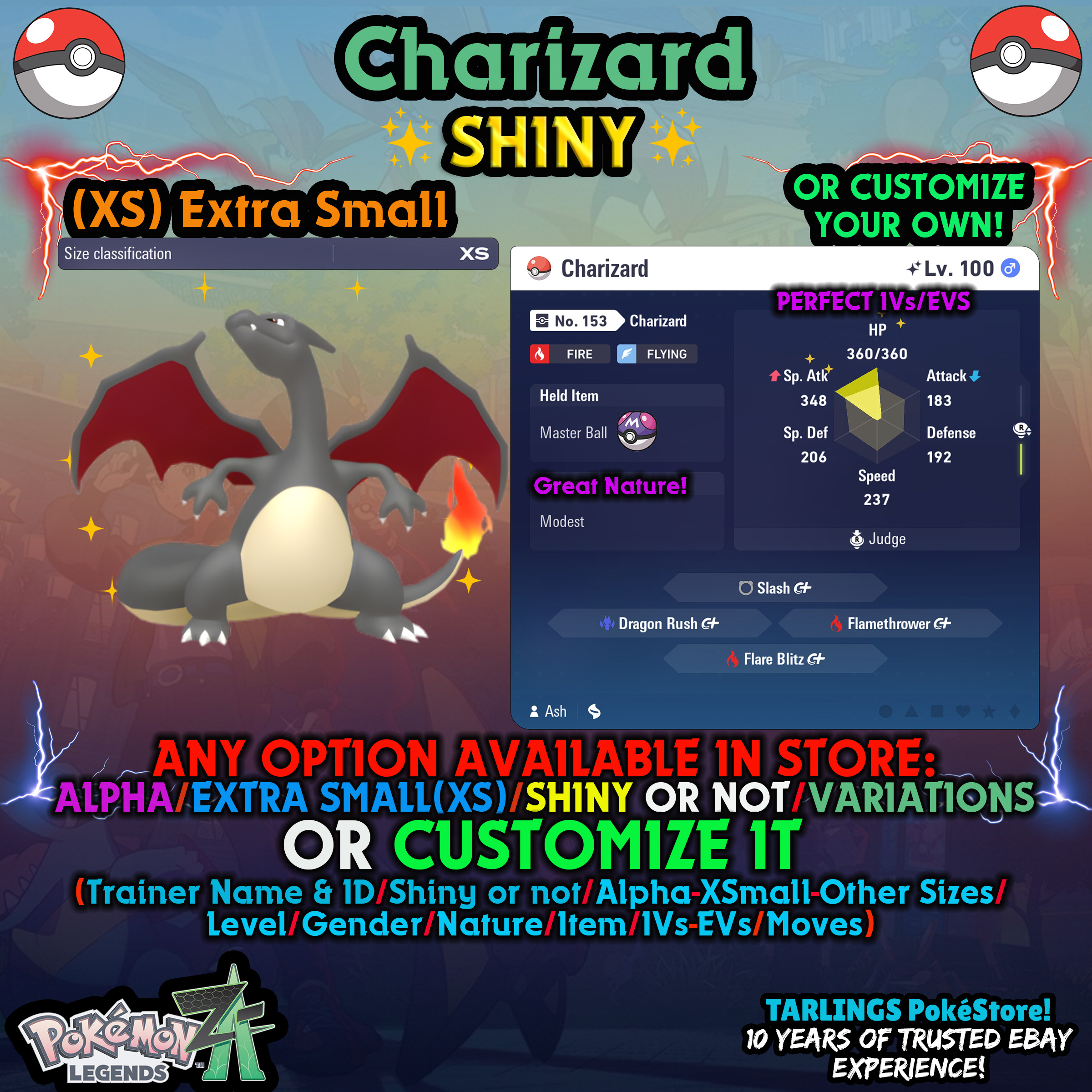 Pokemon Leggende ZA π Charizard - SHINY/NON/ALPHAS/XS/BUNDLE β¨ O PERSONALIZZATO β¨ - Foto 14 di 14