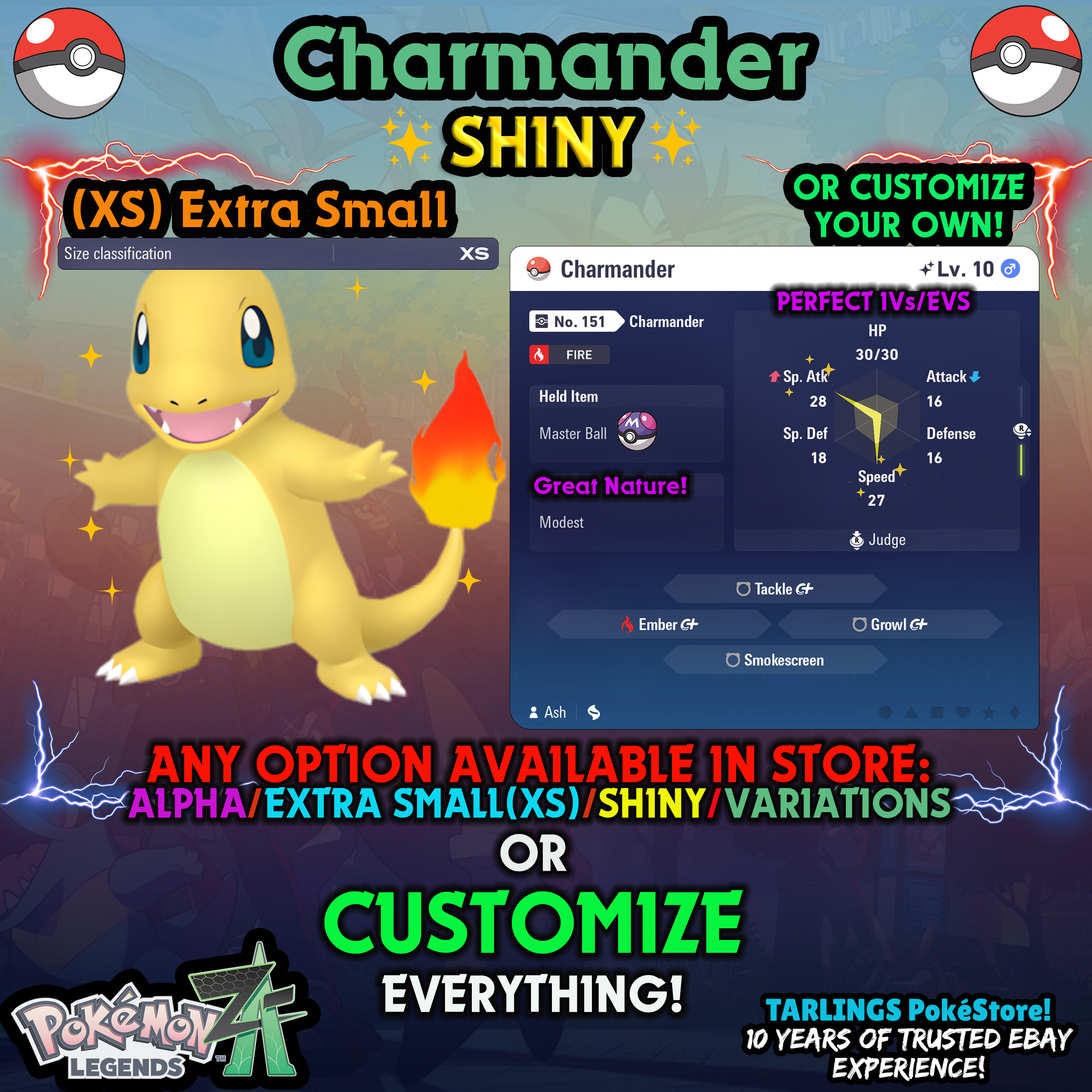 Pokemon Legends ZA π (XS) EXTRA SMALL - LOW LEVELS - SHINY β¨ IVs/Evs/CUSTOMS β¨ - Picture 91 of 146