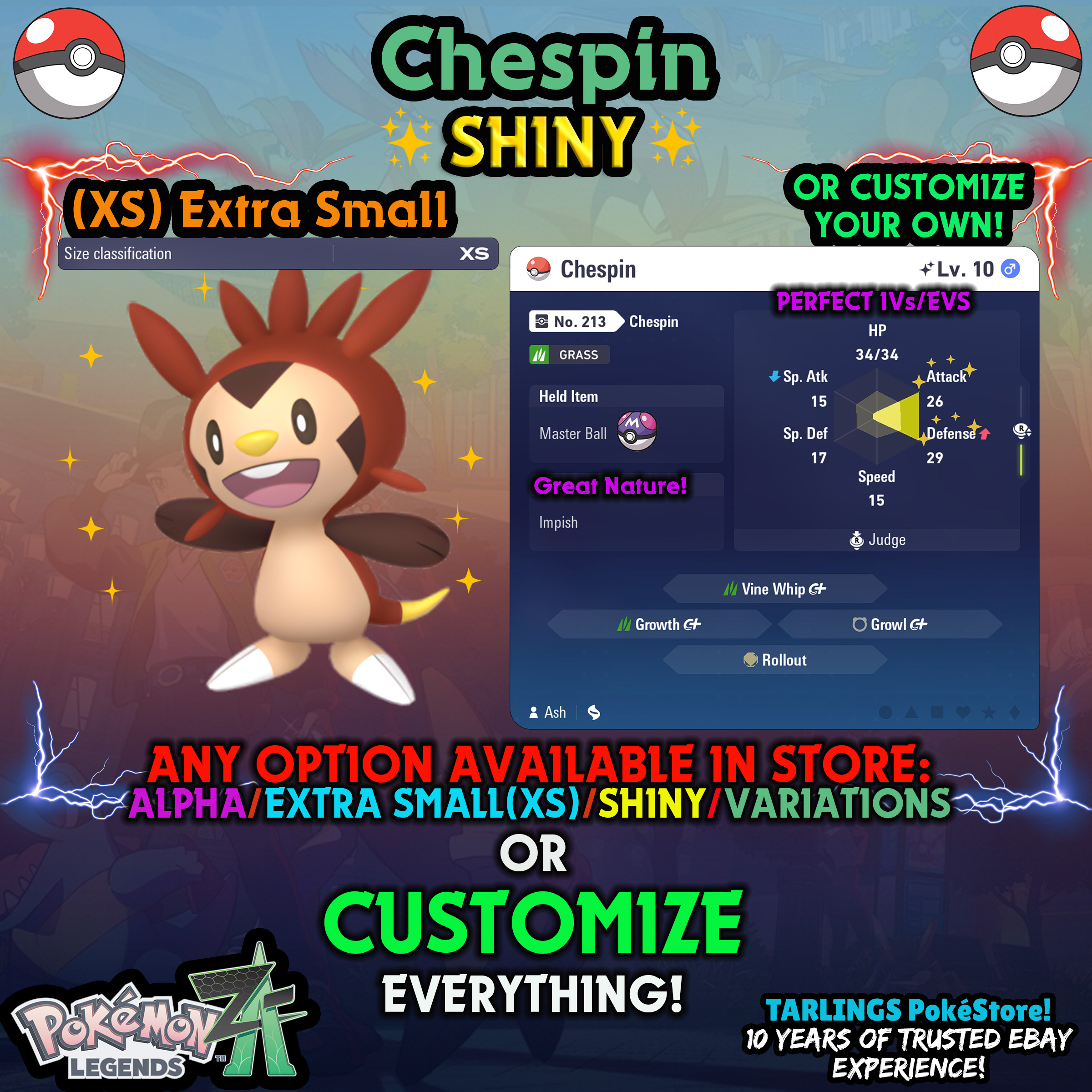 Pokemon Legends ZA π (XS) EXTRA SMALL - LOW LEVELS - SHINY β¨ IVs/Evs/CUSTOMS β¨ - Picture 140 of 146