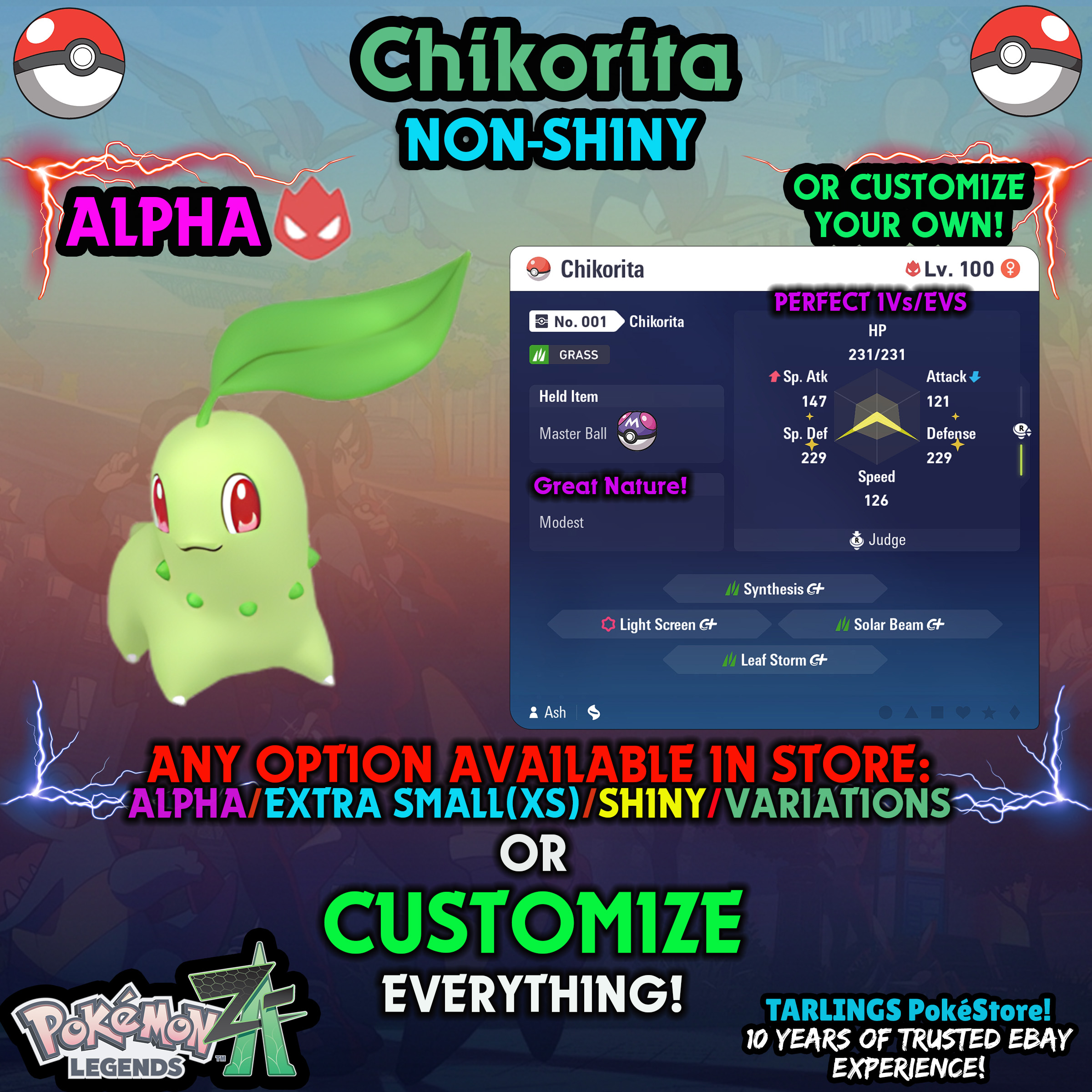 Pokemon Legends ZA π Chikorita - SHINY/NON-SHINY/ALPHAS/X-SMALL β¨ OR CUSTOM β¨ - Picture 11 of 20