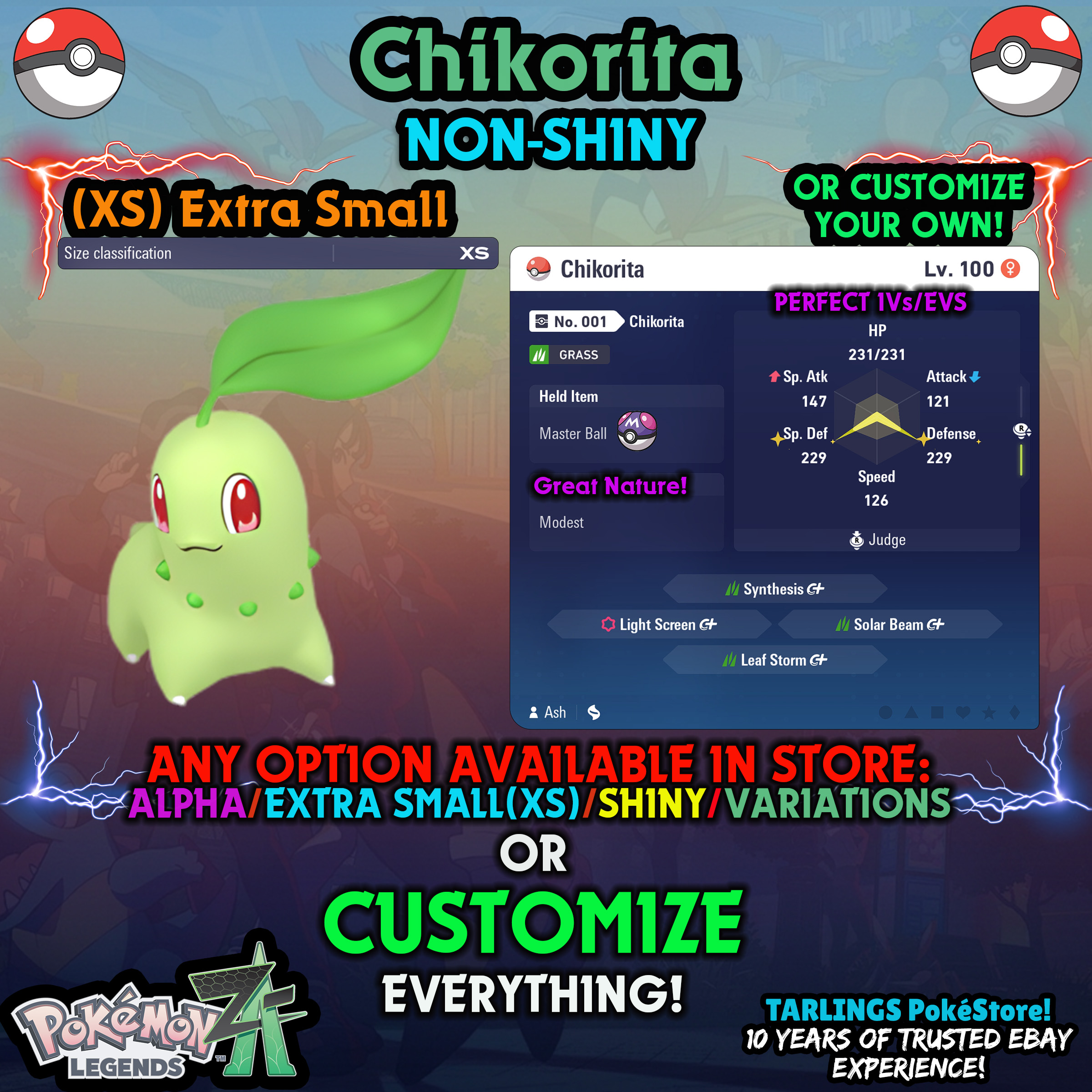 Pokemon Legends ZA π Chikorita - SHINY/NON-SHINY/ALPHAS/X-SMALL β¨ OR CUSTOM β¨ - Picture 17 of 20