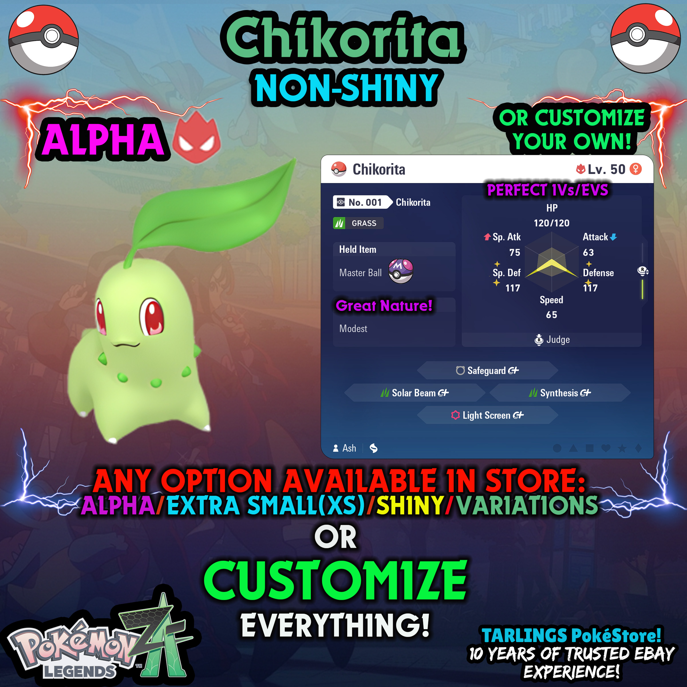 Pokemon Legends ZA π Chikorita - SHINY/NON-SHINY/ALPHAS/X-SMALL β¨ OR CUSTOM β¨ - Picture 10 of 20