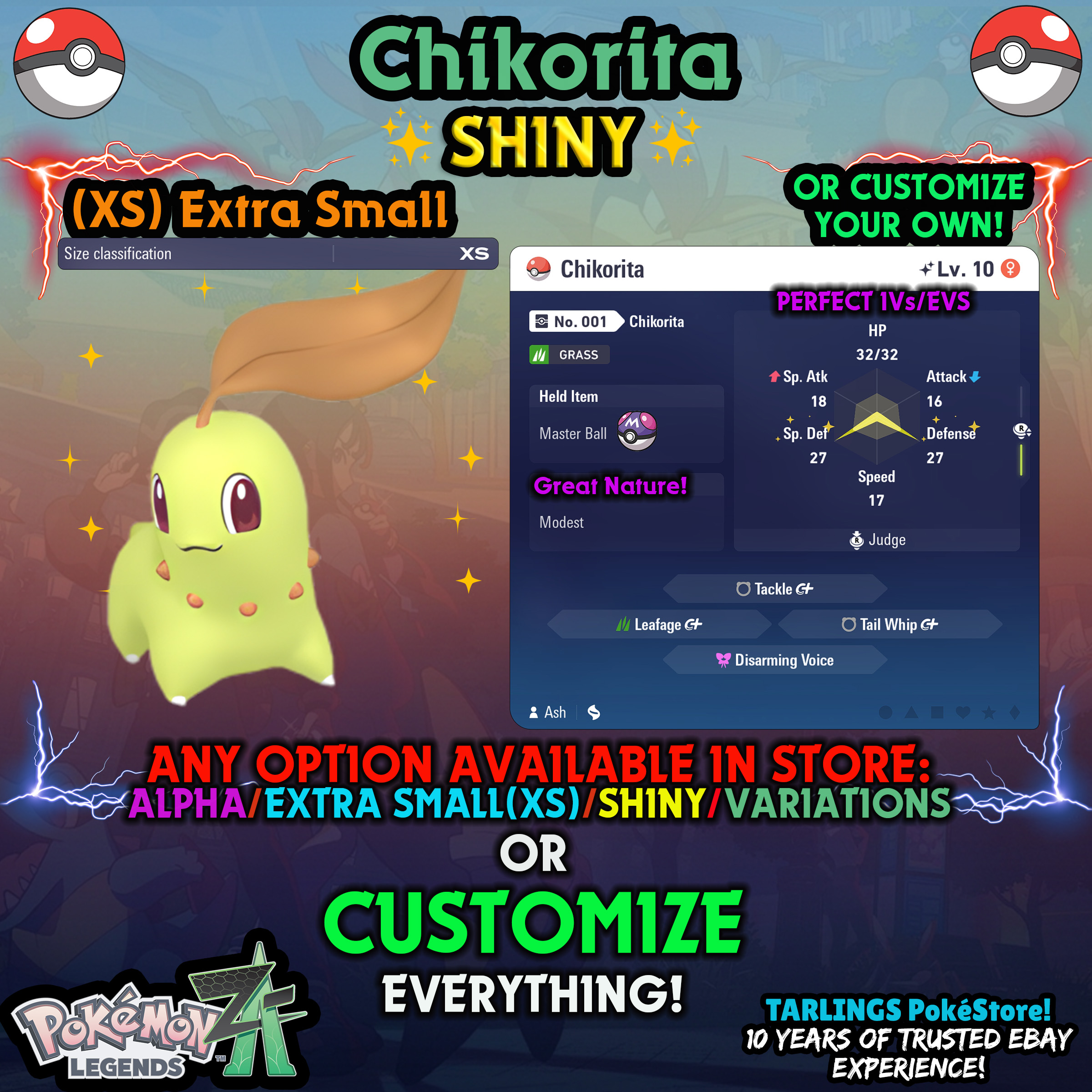 Pokemon Legends ZA π (XS) EXTRA SMALL - LOW LEVELS - SHINY β¨ IVs/Evs/CUSTOMS β¨ - Picture 3 of 146