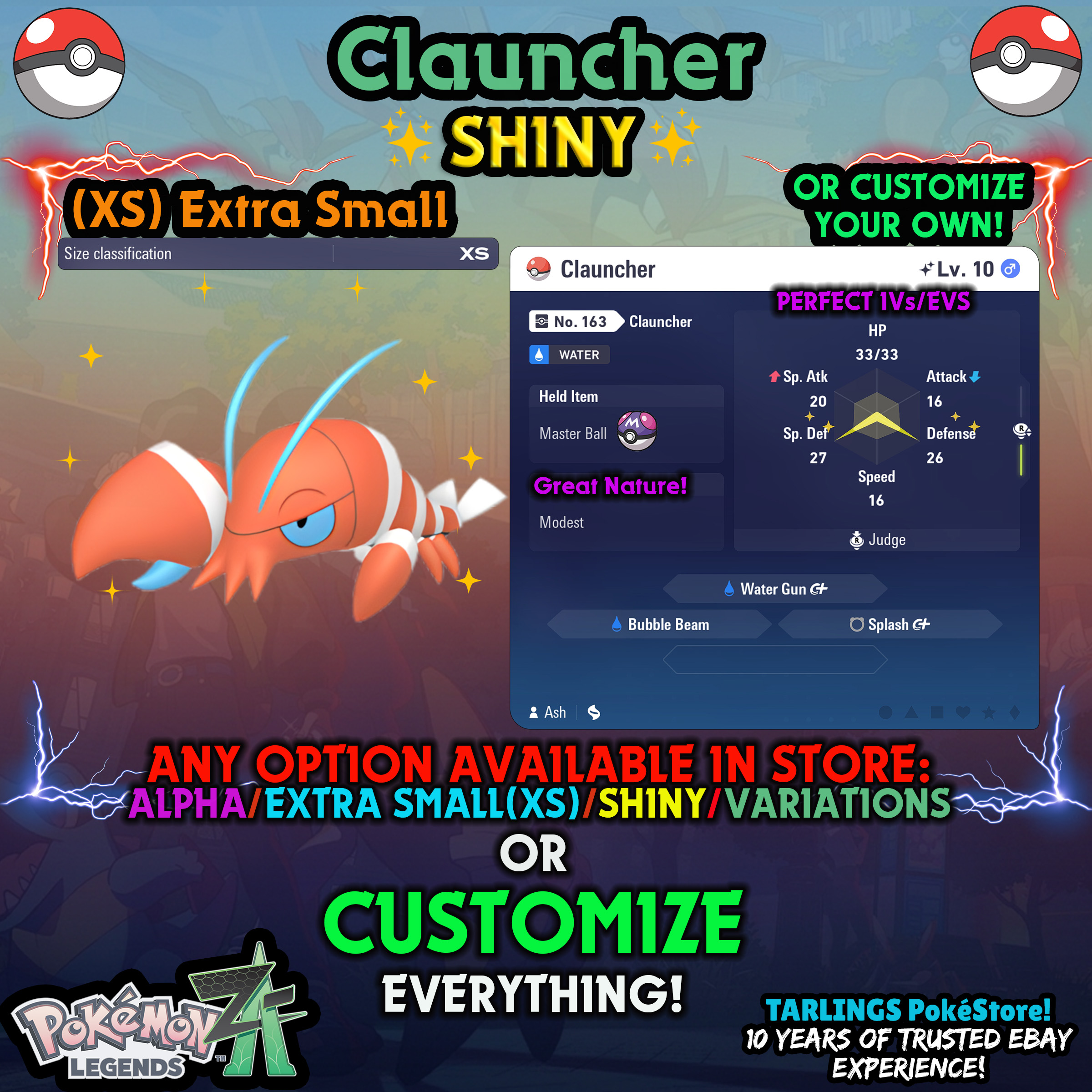 Pokemon Legends ZA π (XS) EXTRA SMALL - LOW LEVELS - SHINY β¨ IVs/Evs/CUSTOMS β¨ - Picture 107 of 146