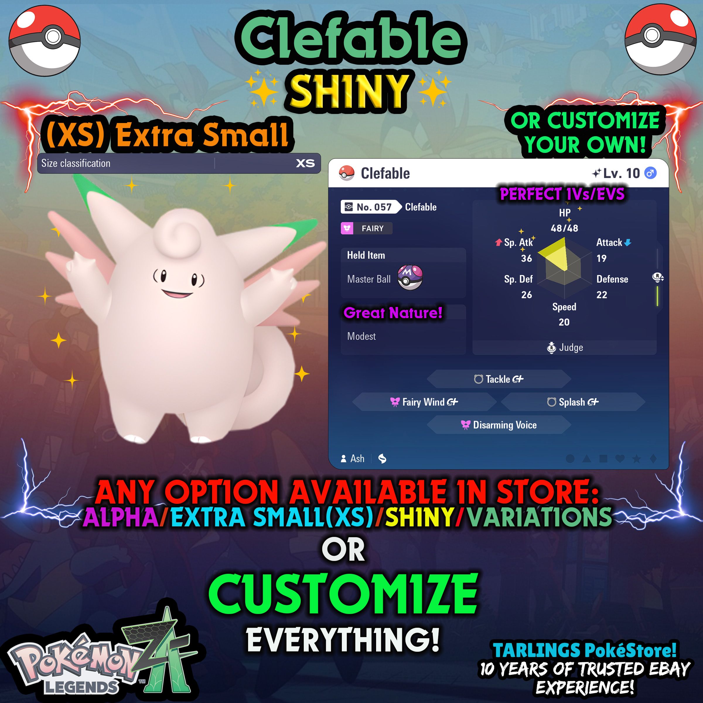 Pokemon Legends ZA π (XS) EXTRA SMALL - LOW LEVELS - SHINY β¨ IVs/Evs/CUSTOMS β¨ - Picture 31 of 146