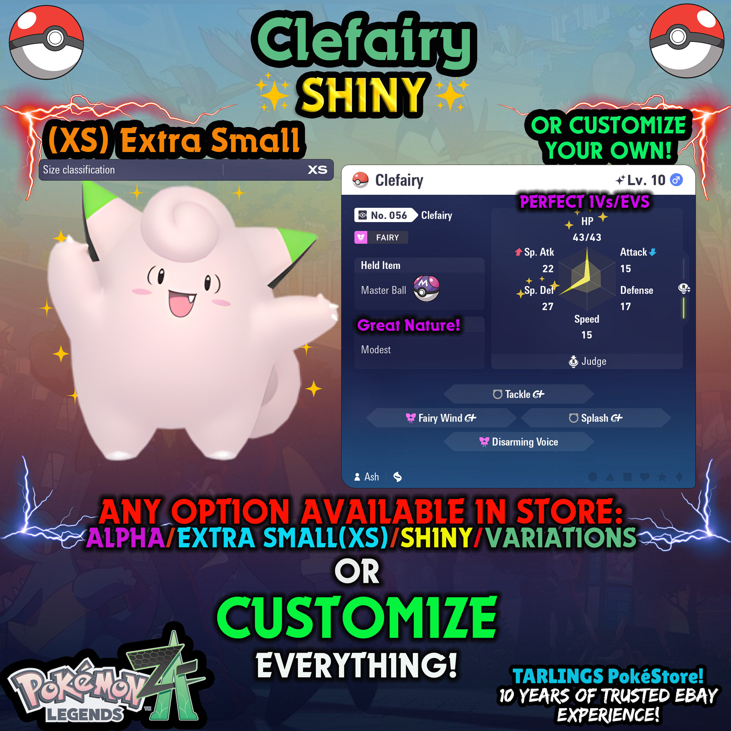 Pokemon Legends ZA π (XS) EXTRA SMALL - LOW LEVELS - SHINY β¨ IVs/Evs/CUSTOMS β¨ - Picture 30 of 146