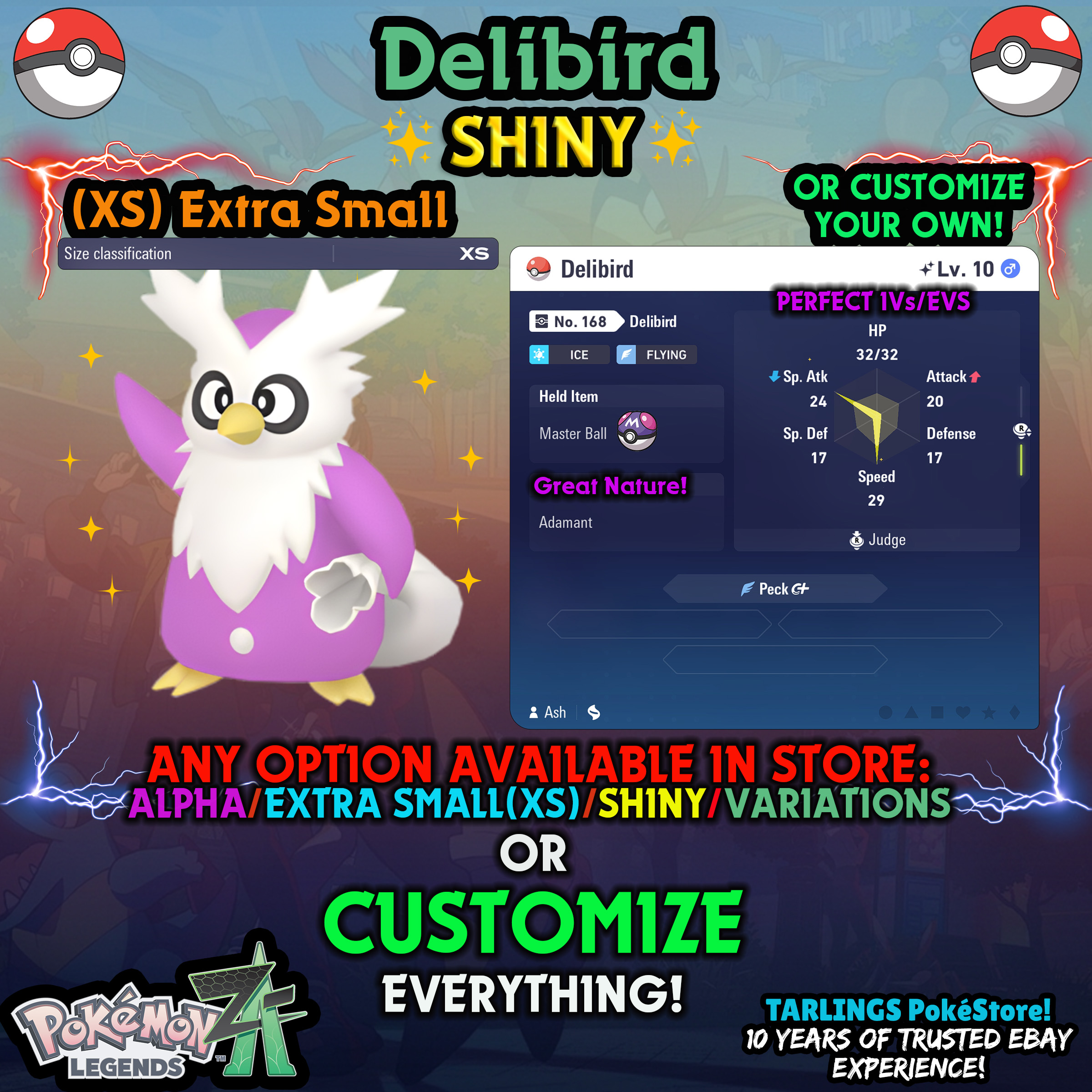 Pokemon Legends ZA π (XS) EXTRA SMALL - LOW LEVELS - SHINY β¨ IVs/Evs/CUSTOMS β¨ - Picture 109 of 146