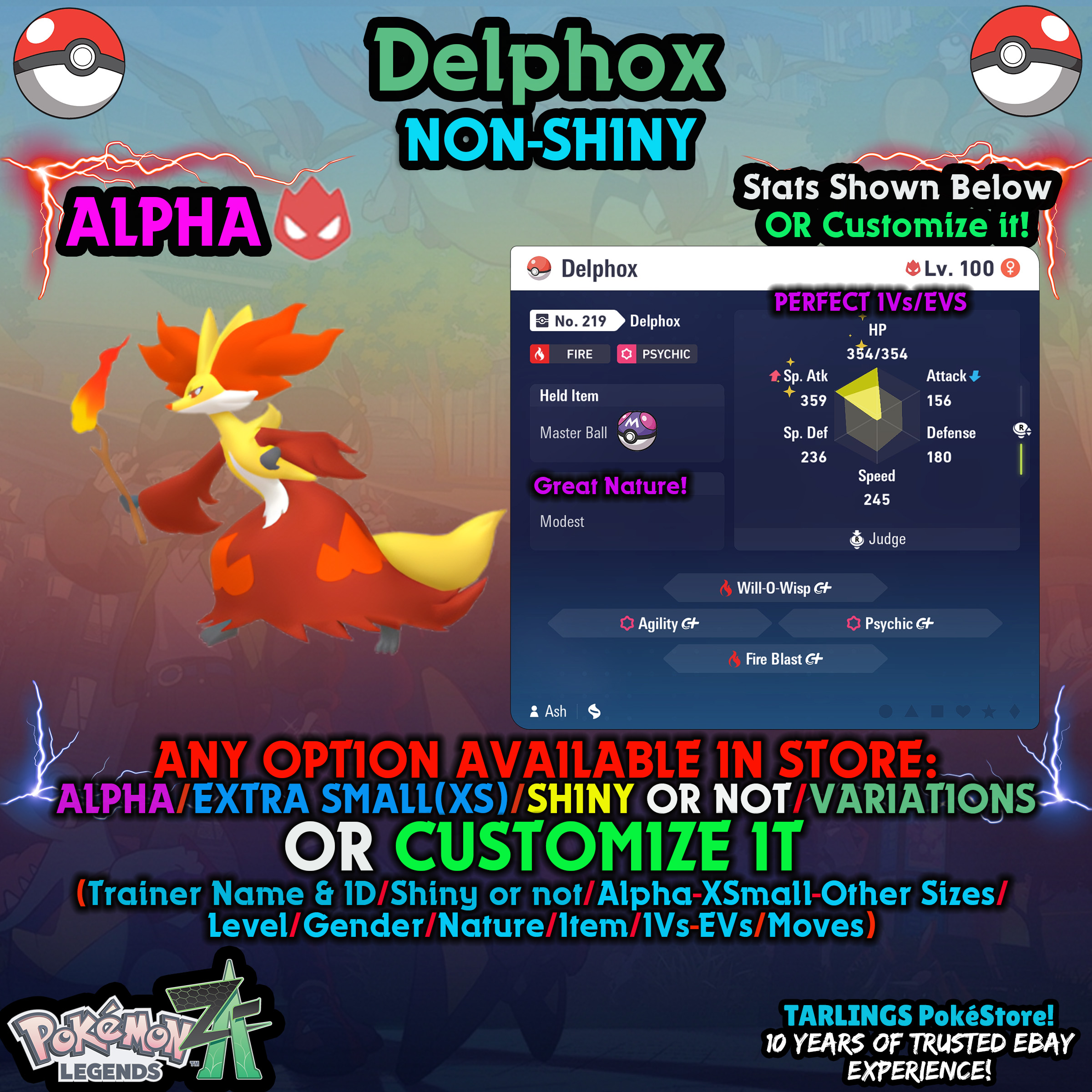 Pokemon Legends ZA π Delphox - SHINY/NON/ALPHAS/XS/BUNDLES β¨ OR CUSTOM β¨ - Picture 8 of 14