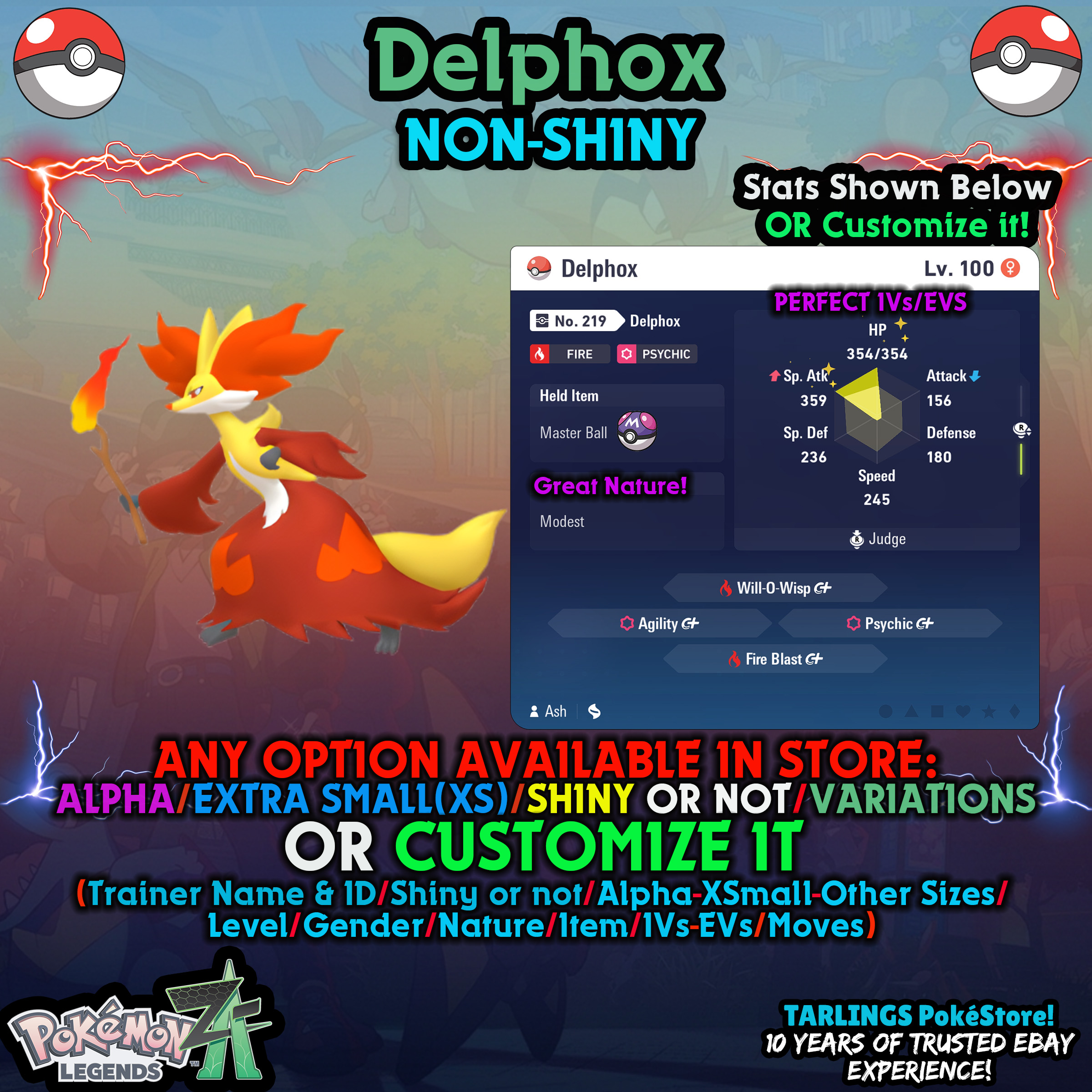 Pokemon Legends ZA π Delphox - SHINY/NON/ALPHAS/XS/BUNDLES β¨ OR CUSTOM β¨ - Picture 4 of 14