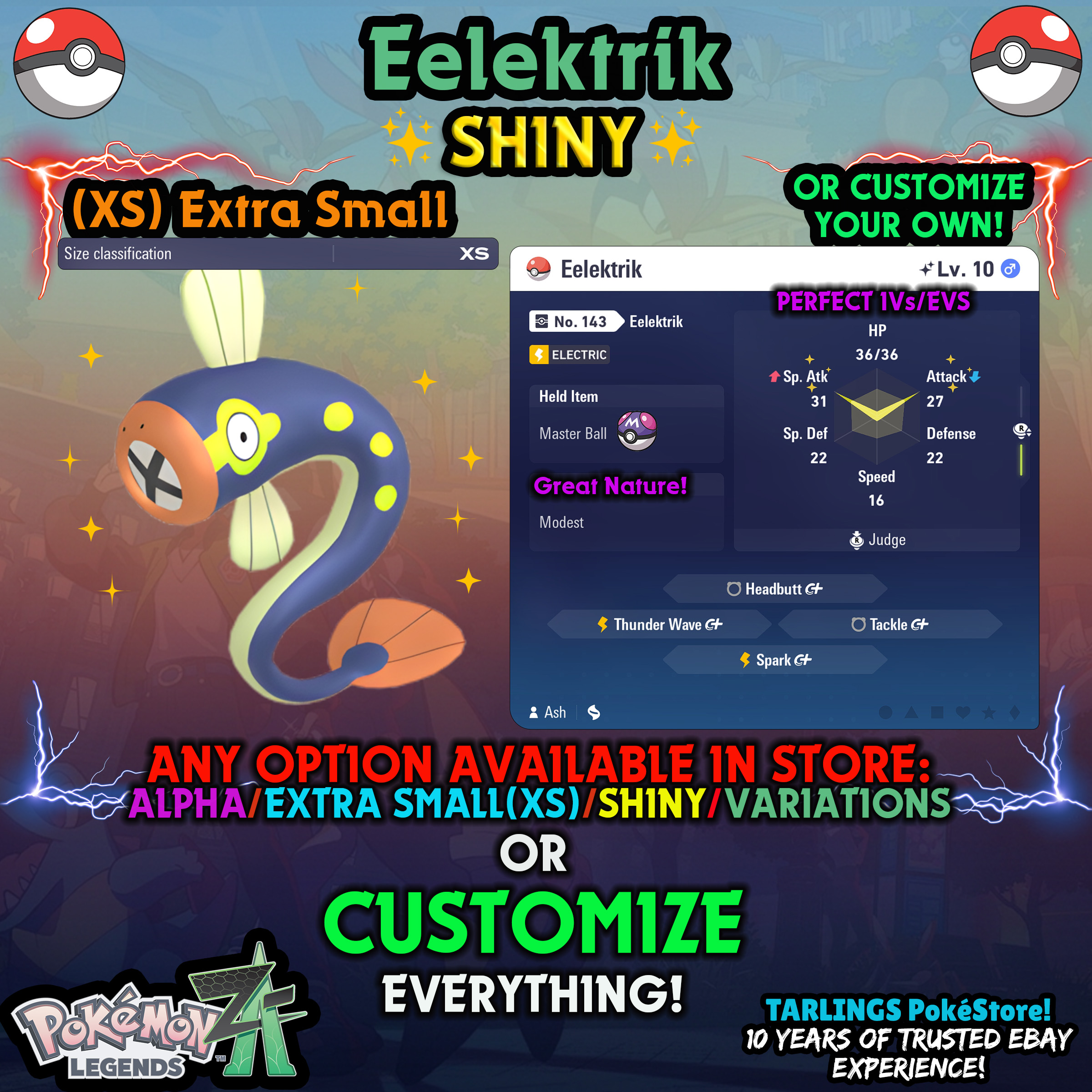 Pokemon Legends ZA π (XS) EXTRA SMALL - LOW LEVELS - SHINY β¨ IVs/Evs/CUSTOMS β¨ - Picture 87 of 146