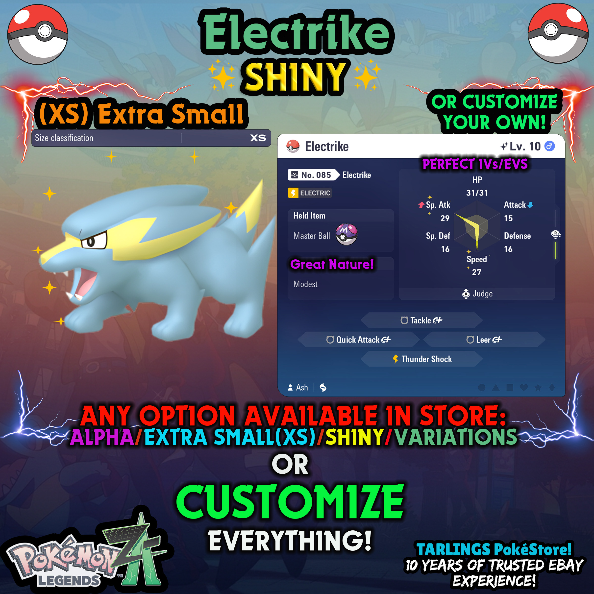 Pokemon Legends ZA π (XS) EXTRA SMALL - LOW LEVELS - SHINY β¨ IVs/Evs/CUSTOMS β¨ - Picture 46 of 146