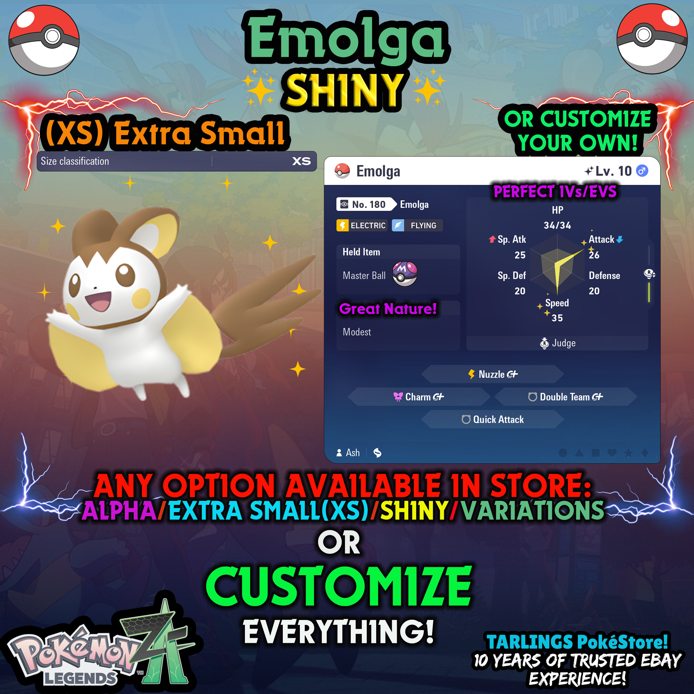 Pokemon Legends ZA π (XS) EXTRA SMALL - LOW LEVELS - SHINY β¨ IVs/Evs/CUSTOMS β¨ - Picture 119 of 146