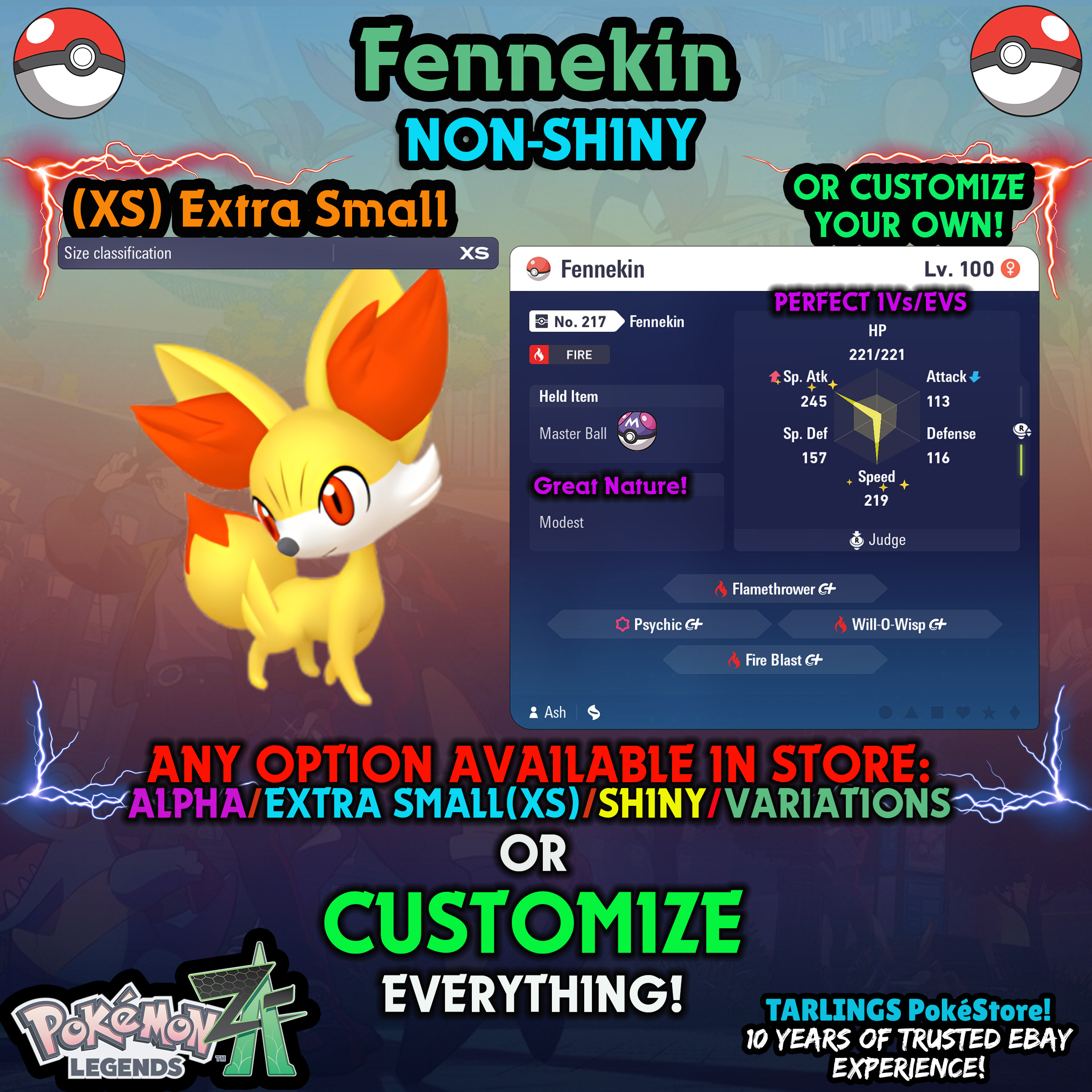 Pokemon Legends ZA π Fennekin - SHINY/NON-SHINY/ALPHAS/X-SMALL β¨ OR CUSTOM β¨ - Picture 17 of 20