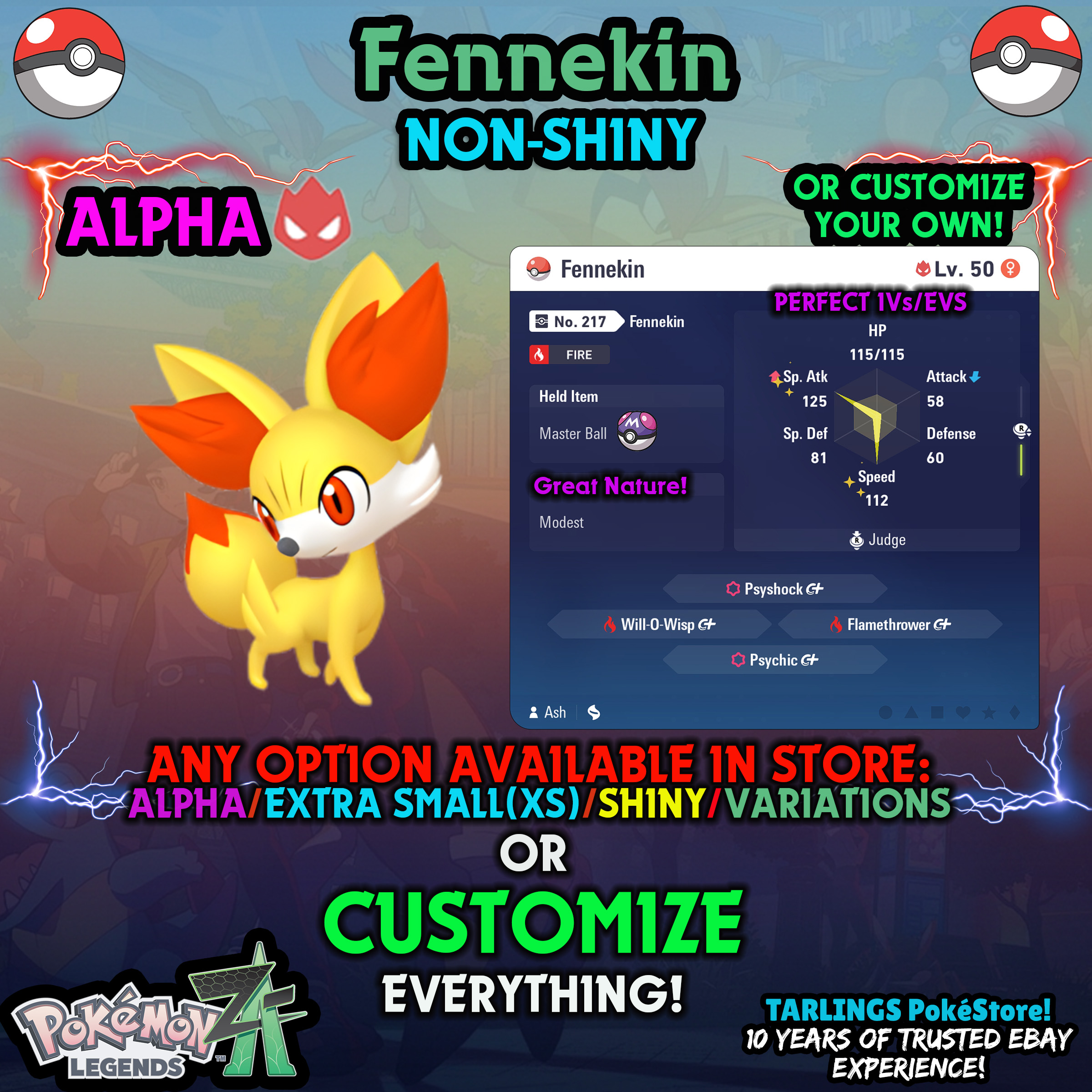 Pokemon Legends ZA π Fennekin - SHINY/NON-SHINY/ALPHAS/X-SMALL β¨ OR CUSTOM β¨ - Picture 10 of 20