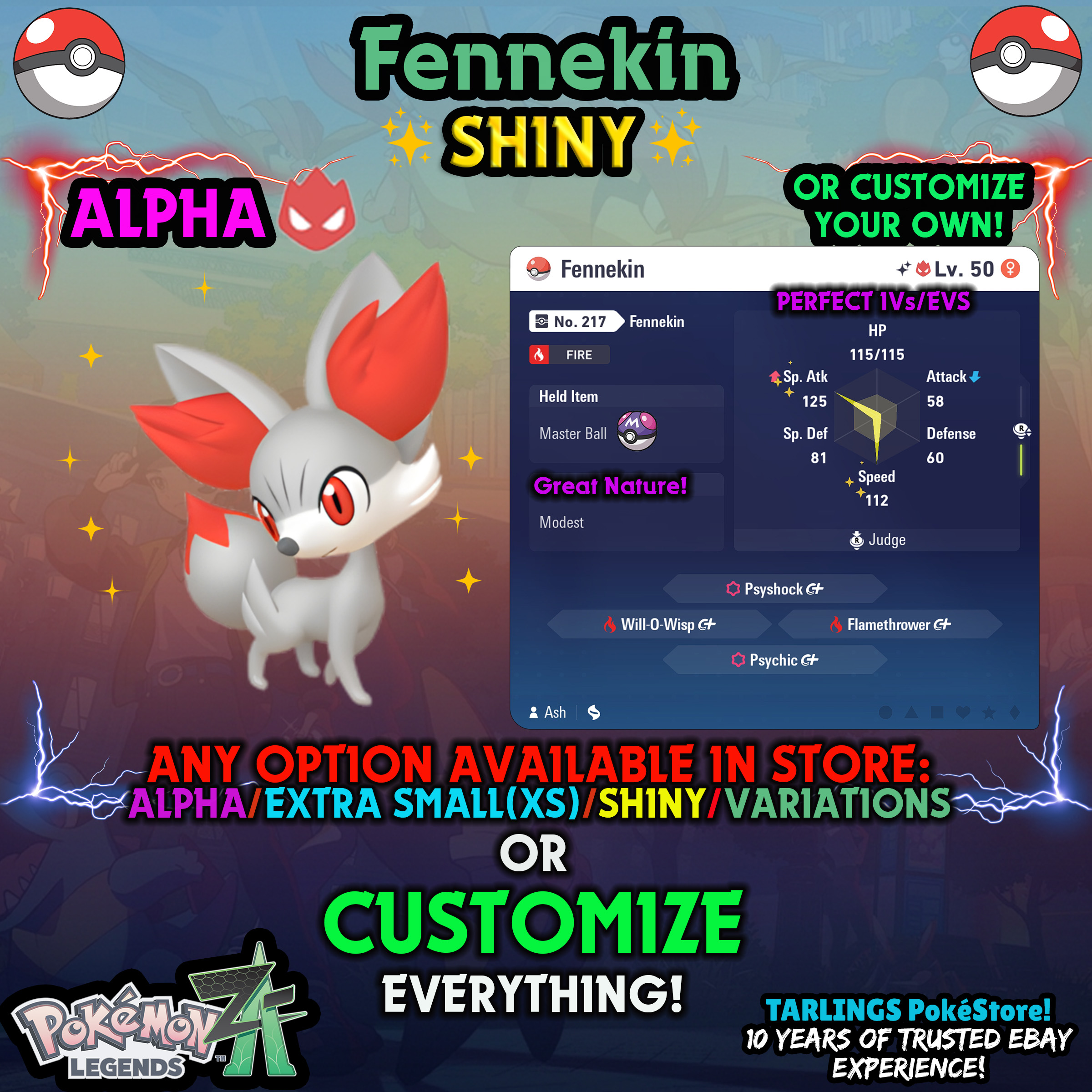 Pokemon Legends ZA π Fennekin - SHINY/NON-SHINY/ALPHAS/X-SMALL β¨ OR CUSTOM β¨ - Picture 13 of 20