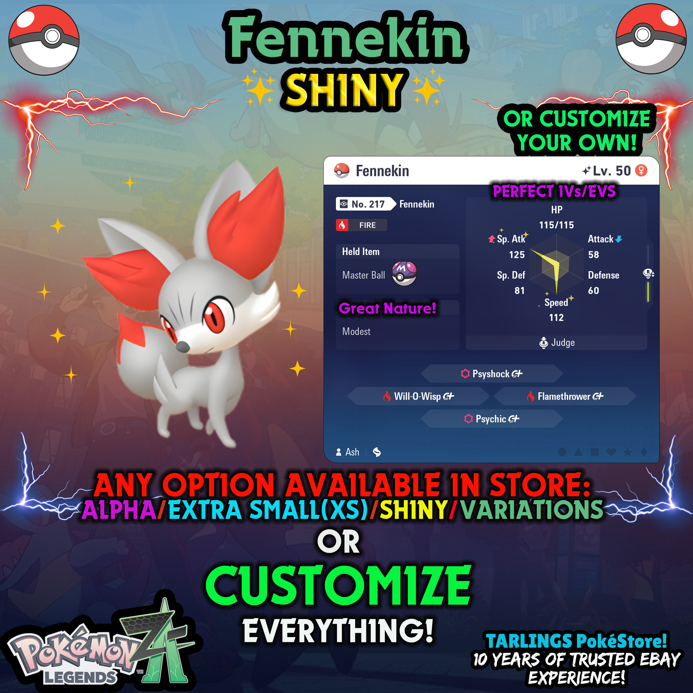 Pokemon Legends ZA π Fennekin - SHINY/NON-SHINY/ALPHAS/X-SMALL β¨ OR CUSTOM β¨ - Picture 7 of 20