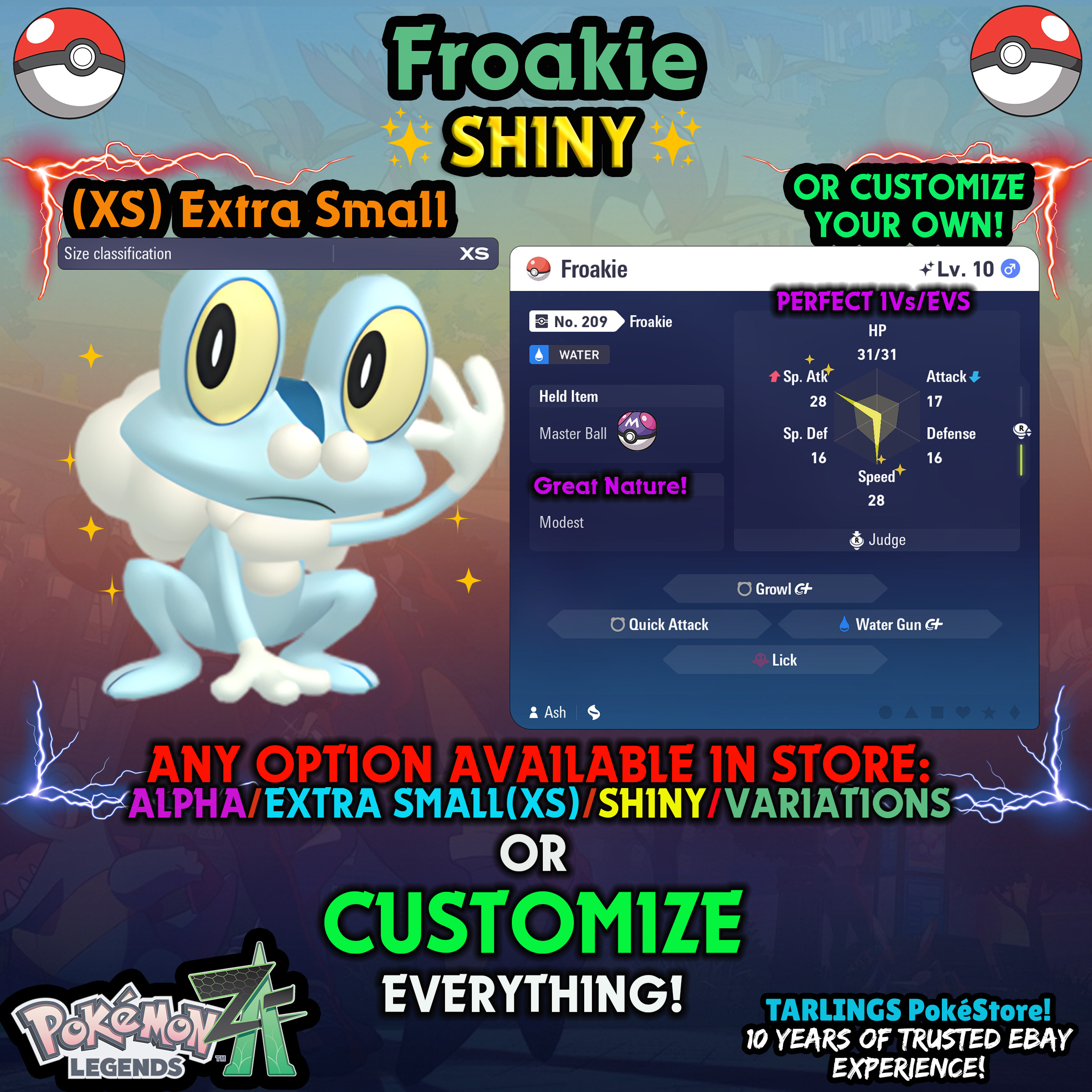 Pokemon Legends ZA π (XS) EXTRA SMALL - LOW LEVELS - SHINY β¨ IVs/Evs/CUSTOMS β¨ - Picture 138 of 146