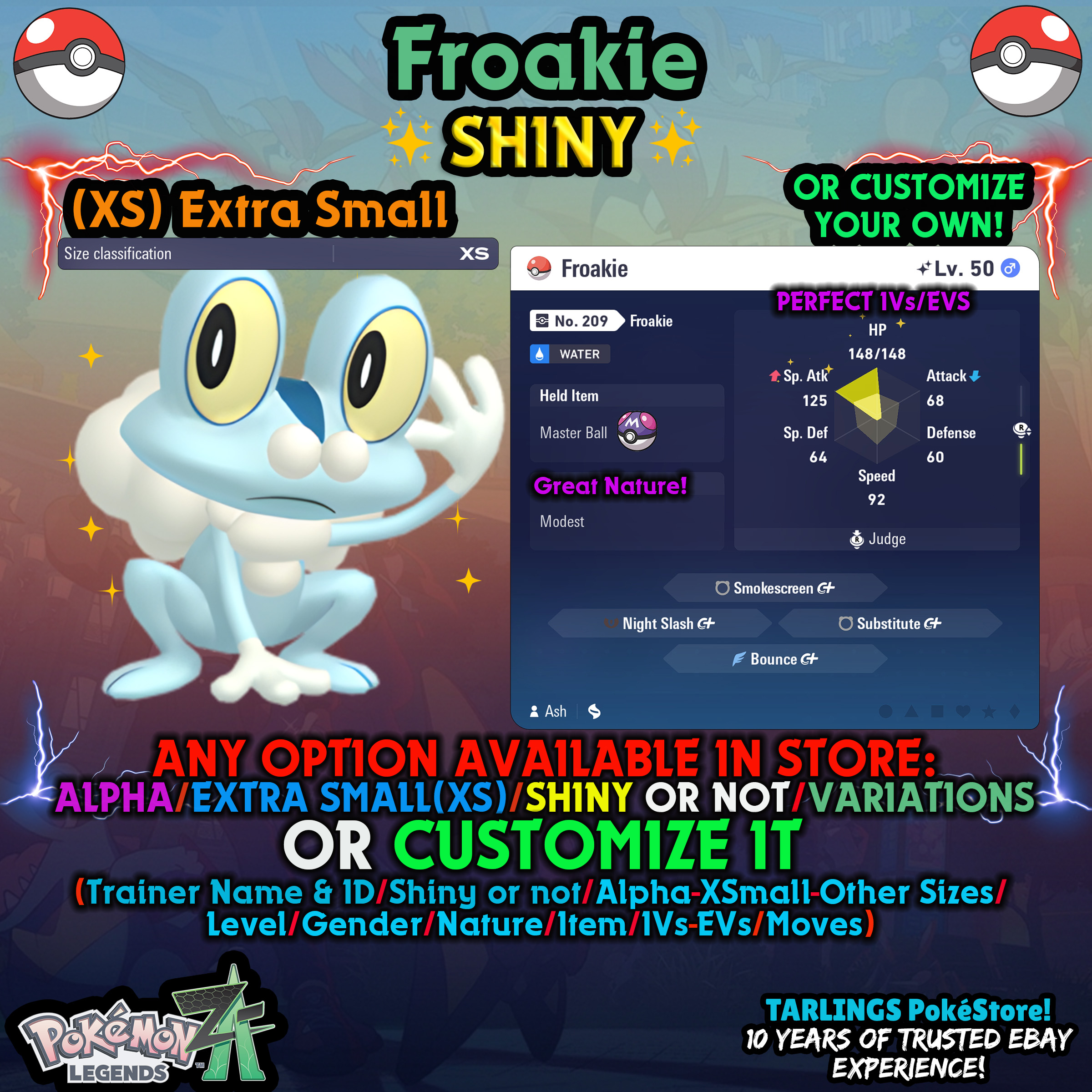 Pokemon Legends ZA 🐉 Froakie - SHINY/NON/ALPHAS/XS/BUNDLES ✨ OR
