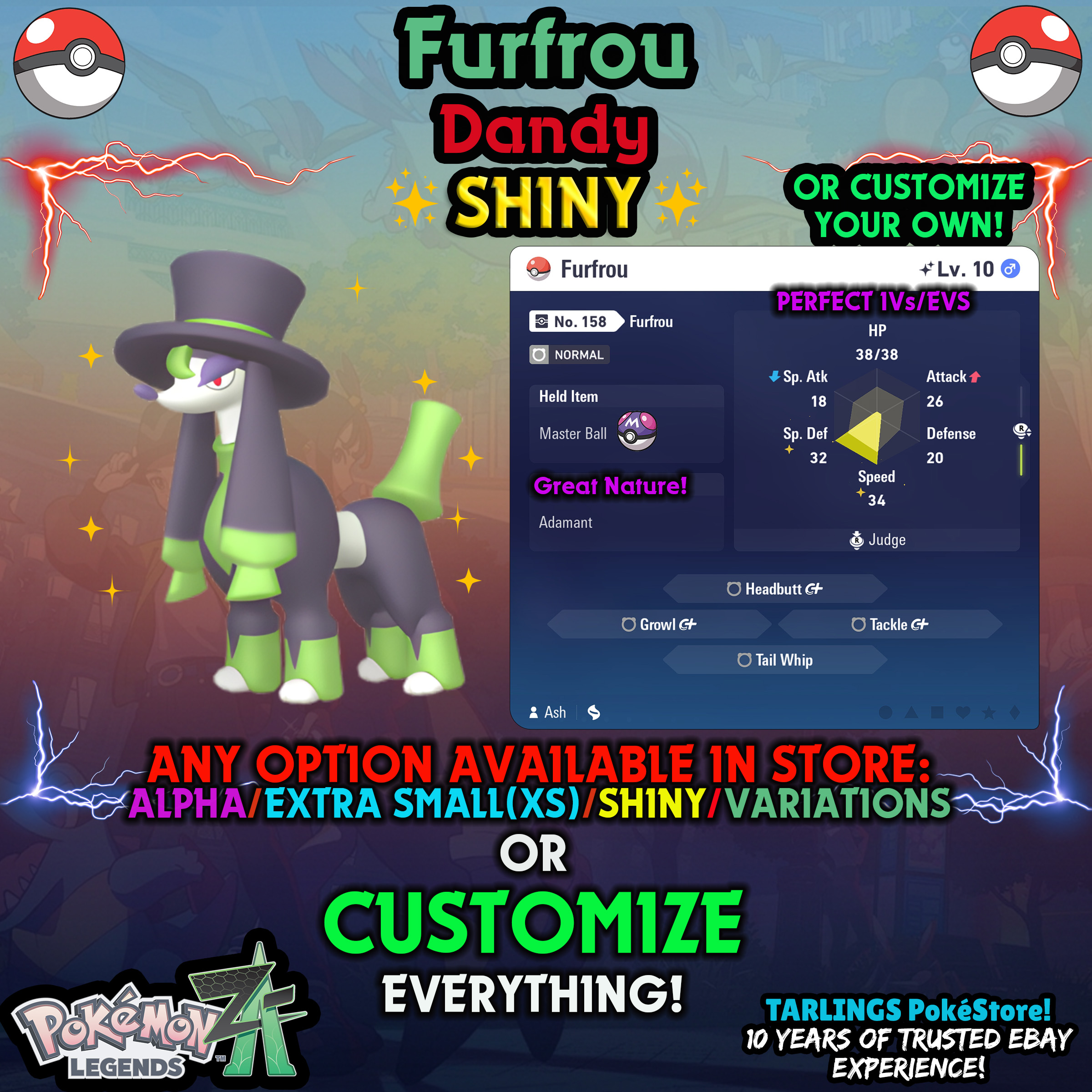 Pokemon Legends ZA π Furfrou - SHINY/NON-SHINY/ALPHAS/X-SMALL β¨ OR CUSTOM β¨ - Picture 33 of 182