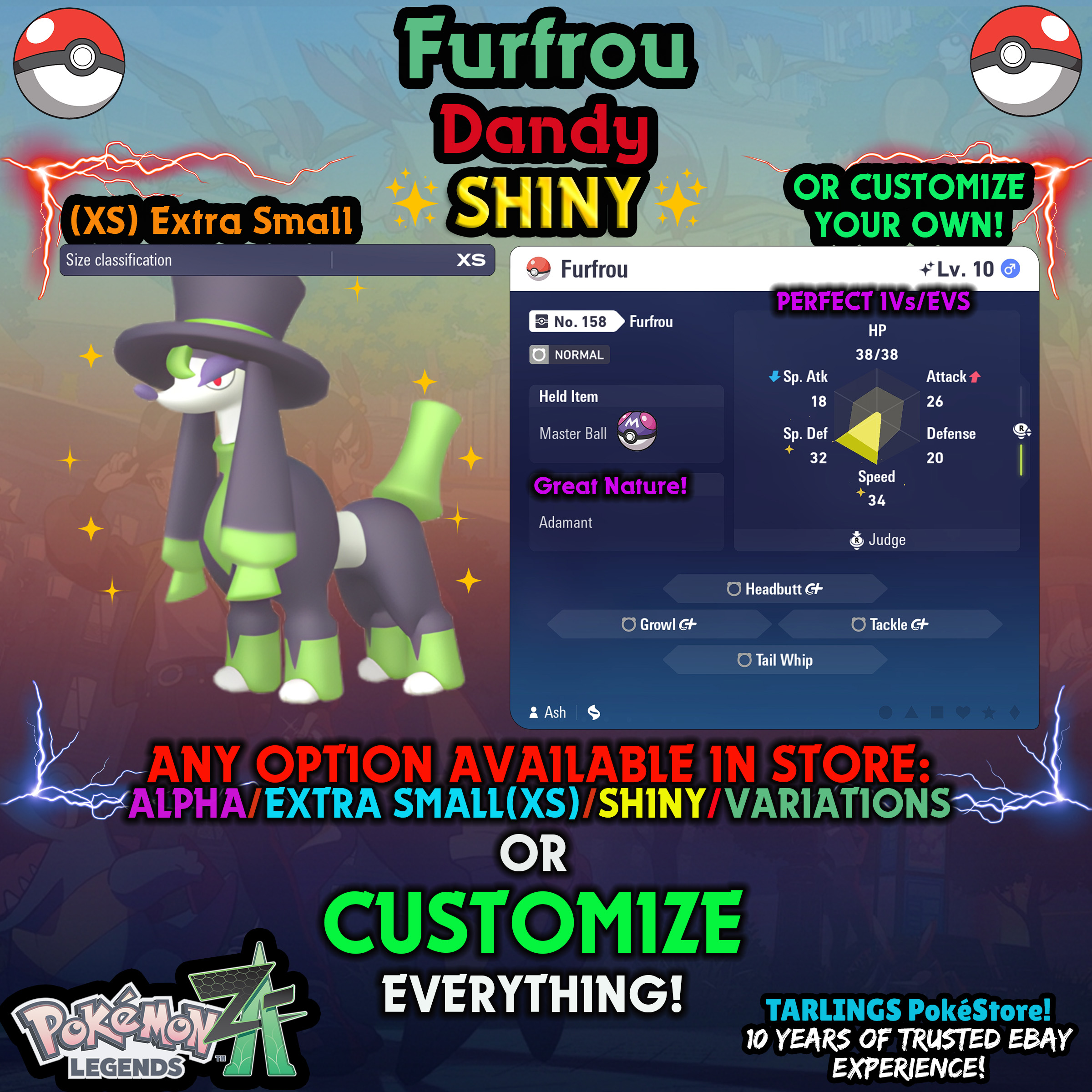 Pokemon Legends ZA π Furfrou - SHINY/NON-SHINY/ALPHAS/X-SMALL β¨ OR CUSTOM β¨ - Picture 153 of 182