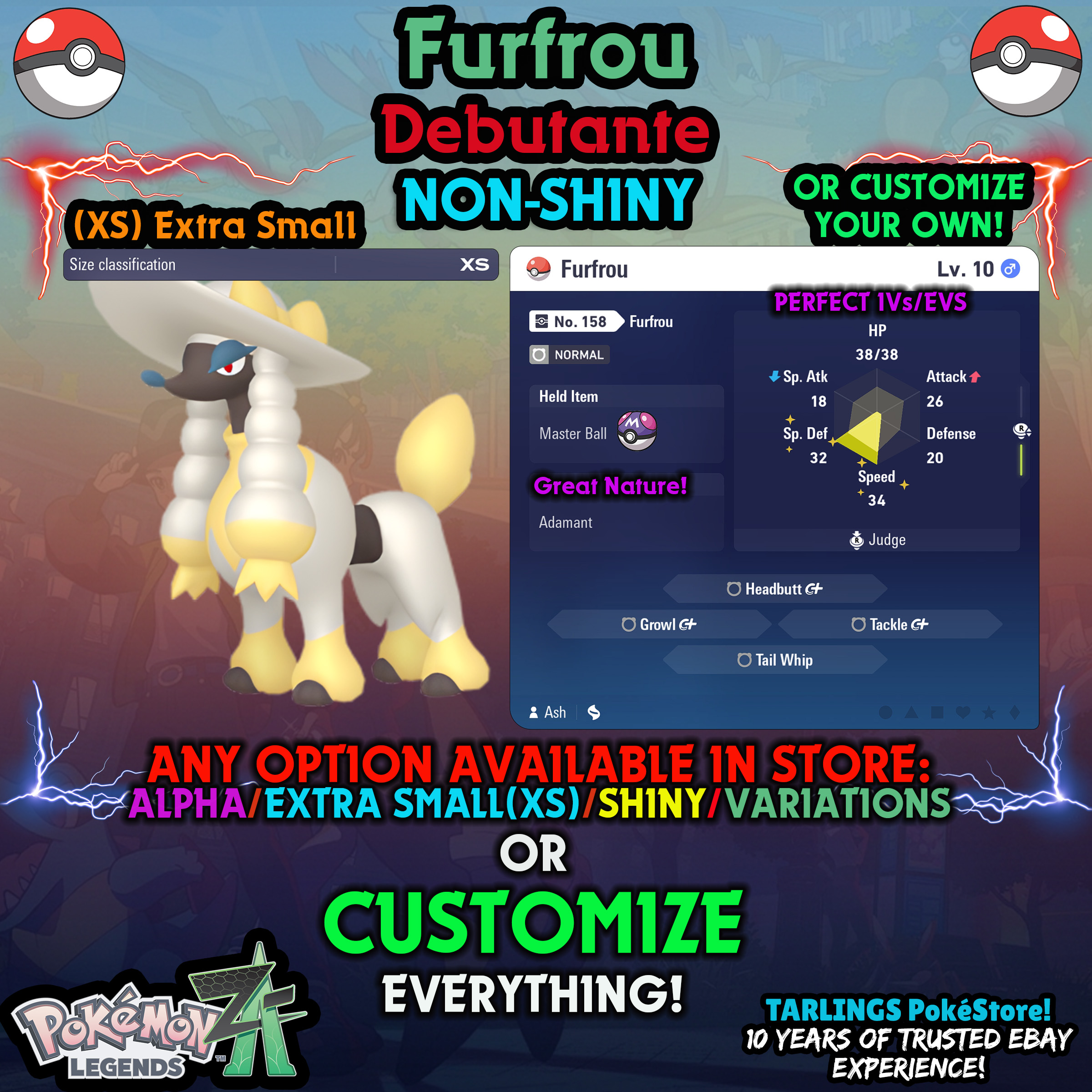 Pokemon Legends ZA π Furfrou - SHINY/NON-SHINY/ALPHAS/X-SMALL β¨ OR CUSTOM β¨ - Picture 124 of 182