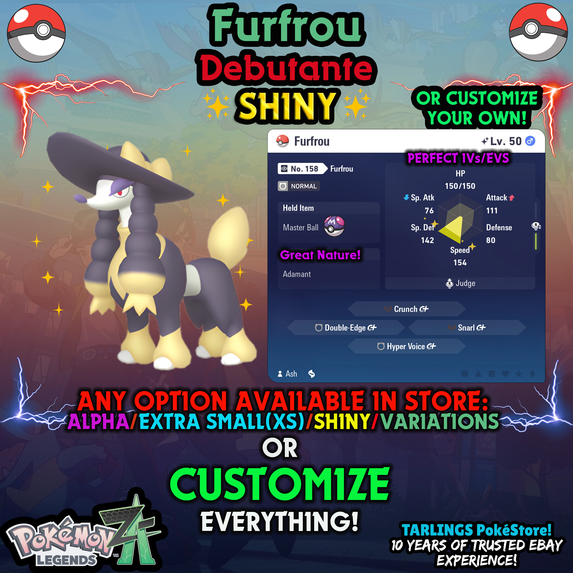 Pokemon Legends ZA π Furfrou - SHINY/NON-SHINY/ALPHAS/X-SMALL β¨ OR CUSTOM β¨ - Picture 44 of 182