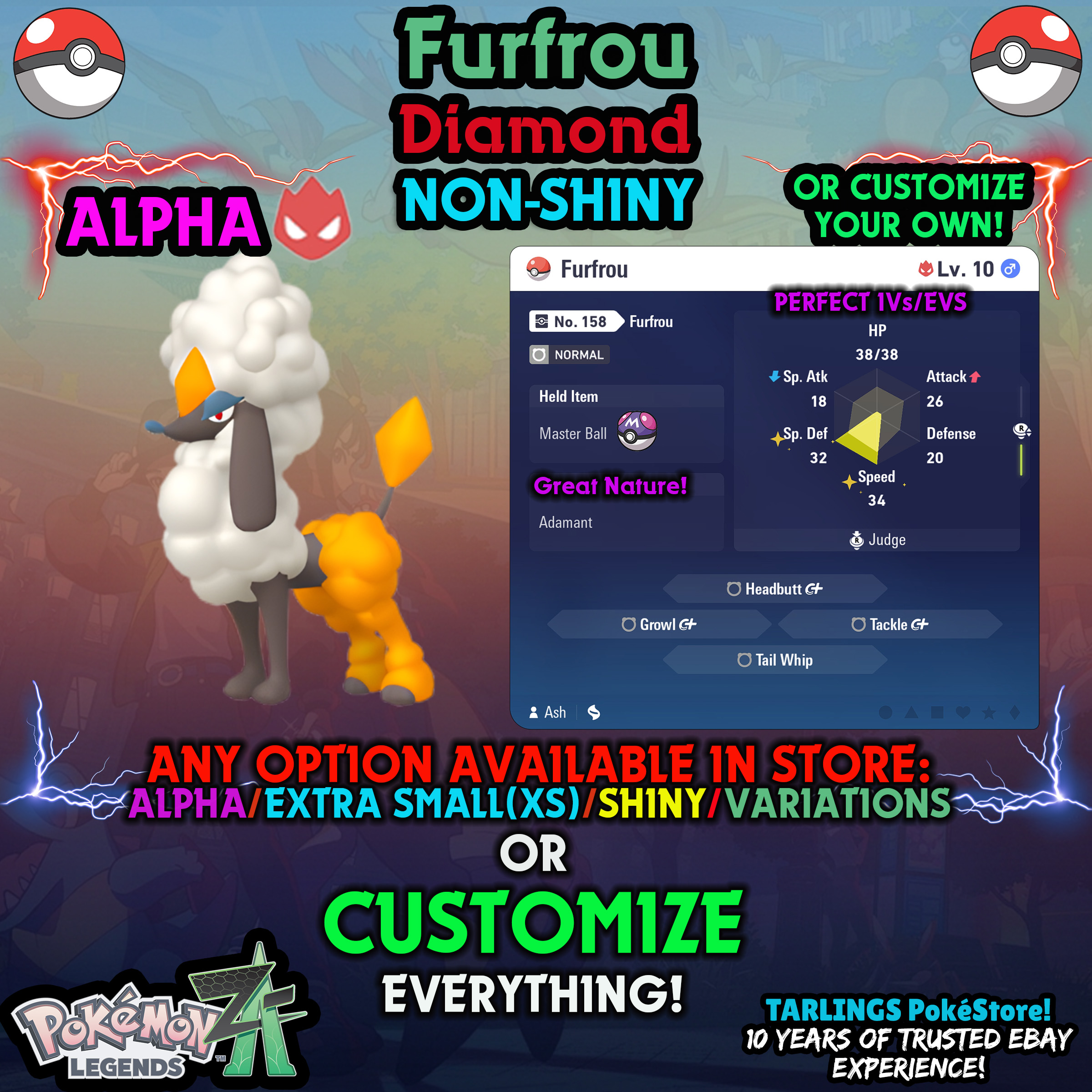 Pokemon Legends ZA π Furfrou - SHINY/NON-SHINY/ALPHAS/X-SMALL β¨ OR CUSTOM β¨ - Picture 65 of 182