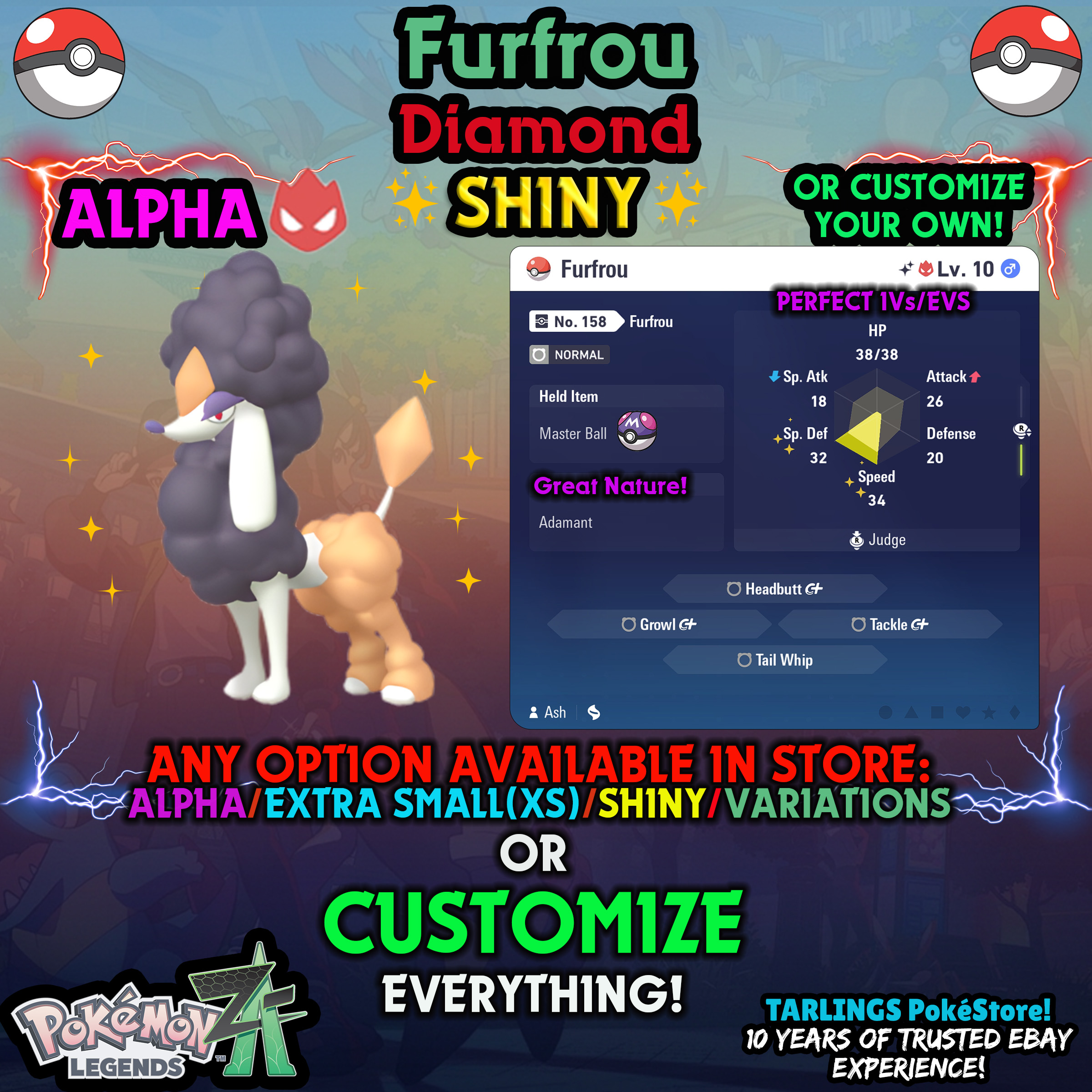Pokemon Legends ZA π Furfrou - SHINY/NON-SHINY/ALPHAS/X-SMALL β¨ OR CUSTOM β¨ - Picture 95 of 182