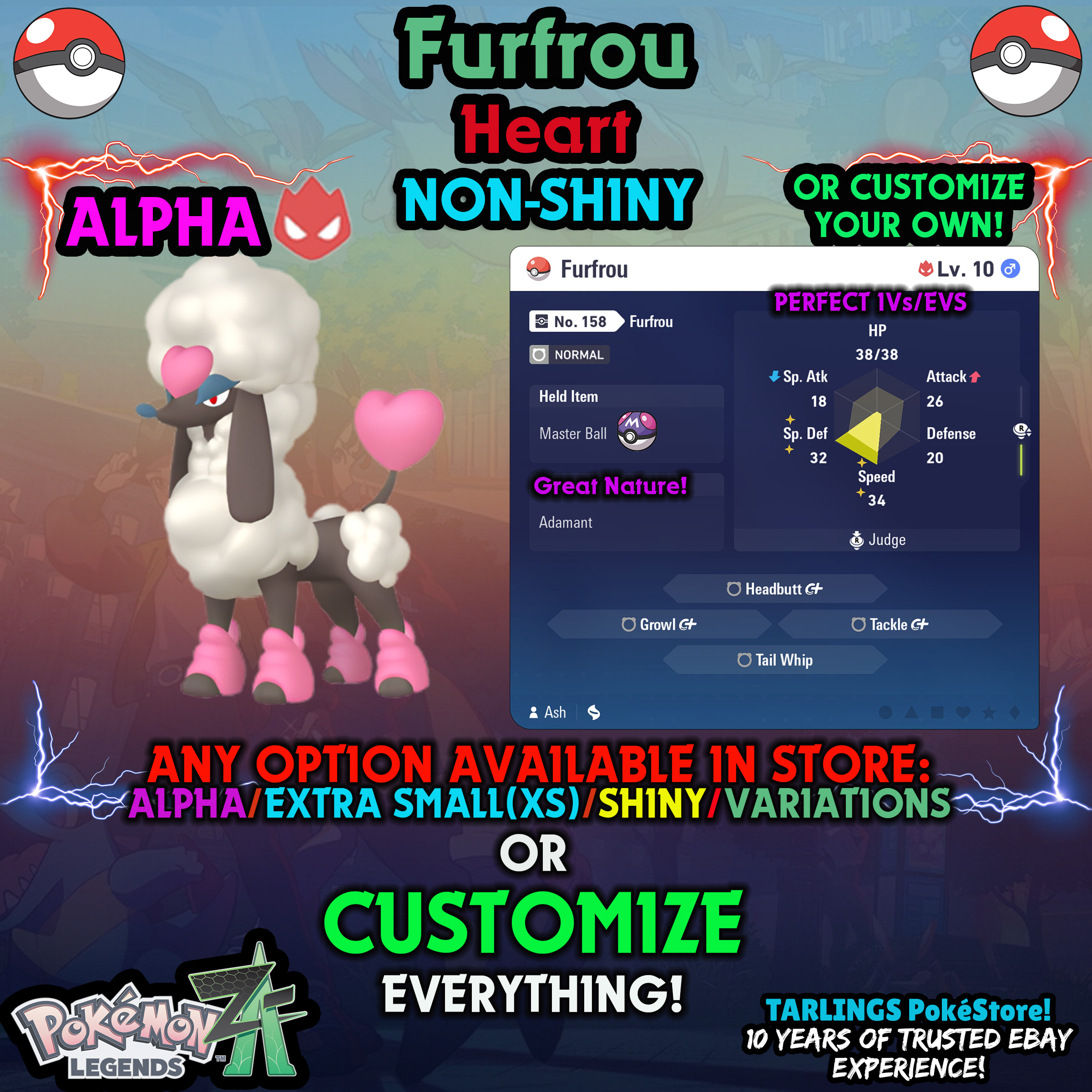 Pokemon Legends ZA π Furfrou - SHINY/NON-SHINY/ALPHAS/X-SMALL β¨ OR CUSTOM β¨ - Picture 66 of 182