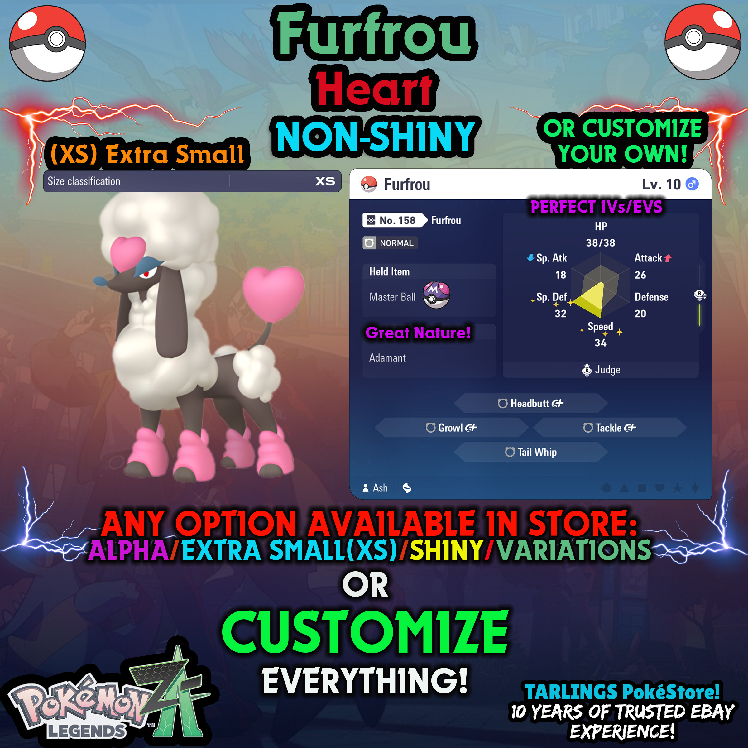 Pokemon Legends ZA π Furfrou - SHINY/NON-SHINY/ALPHAS/X-SMALL β¨ OR CUSTOM β¨ - Picture 126 of 182
