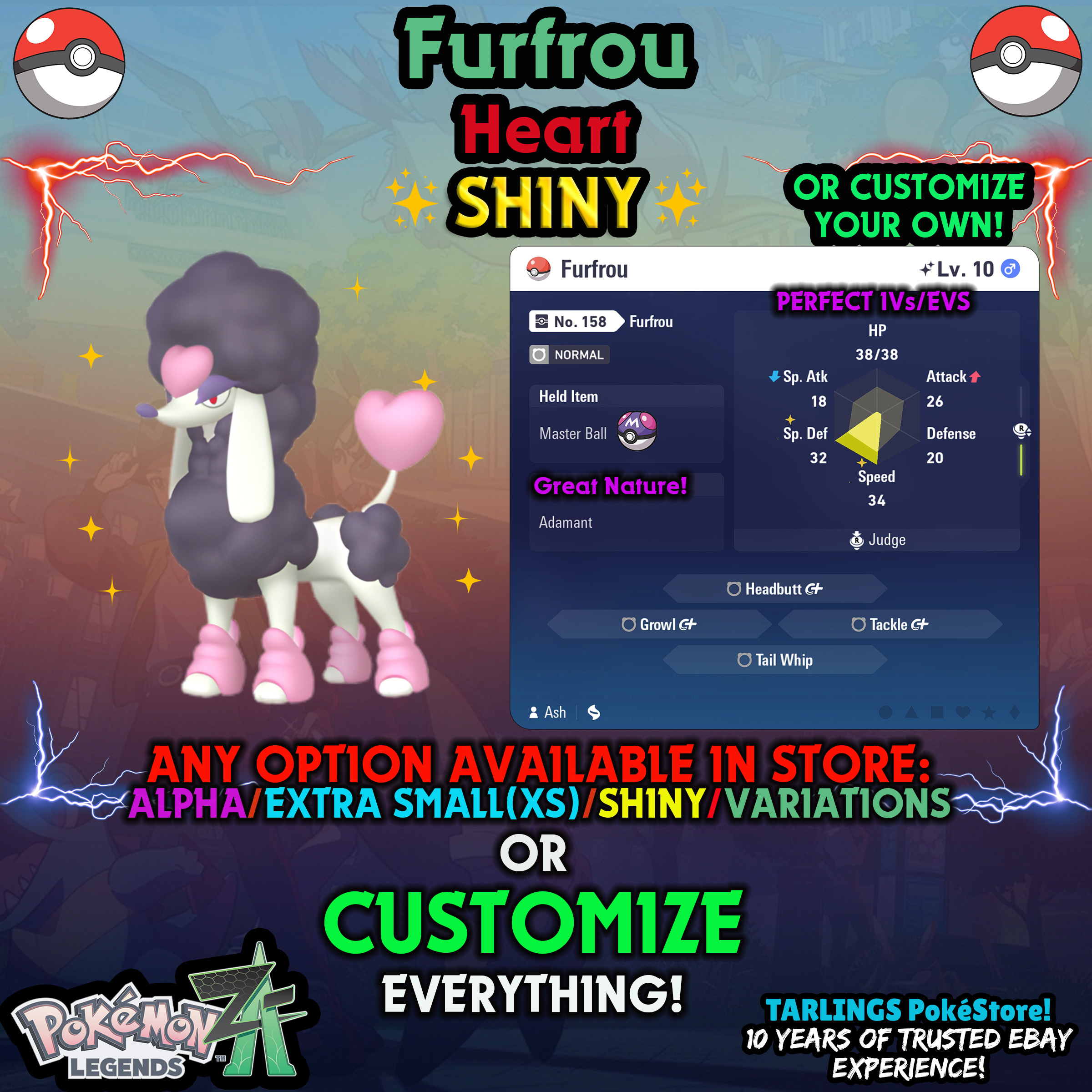 Pokemon Legends ZA π Furfrou - SHINY/NON-SHINY/ALPHAS/X-SMALL β¨ OR CUSTOM β¨ - Picture 36 of 182