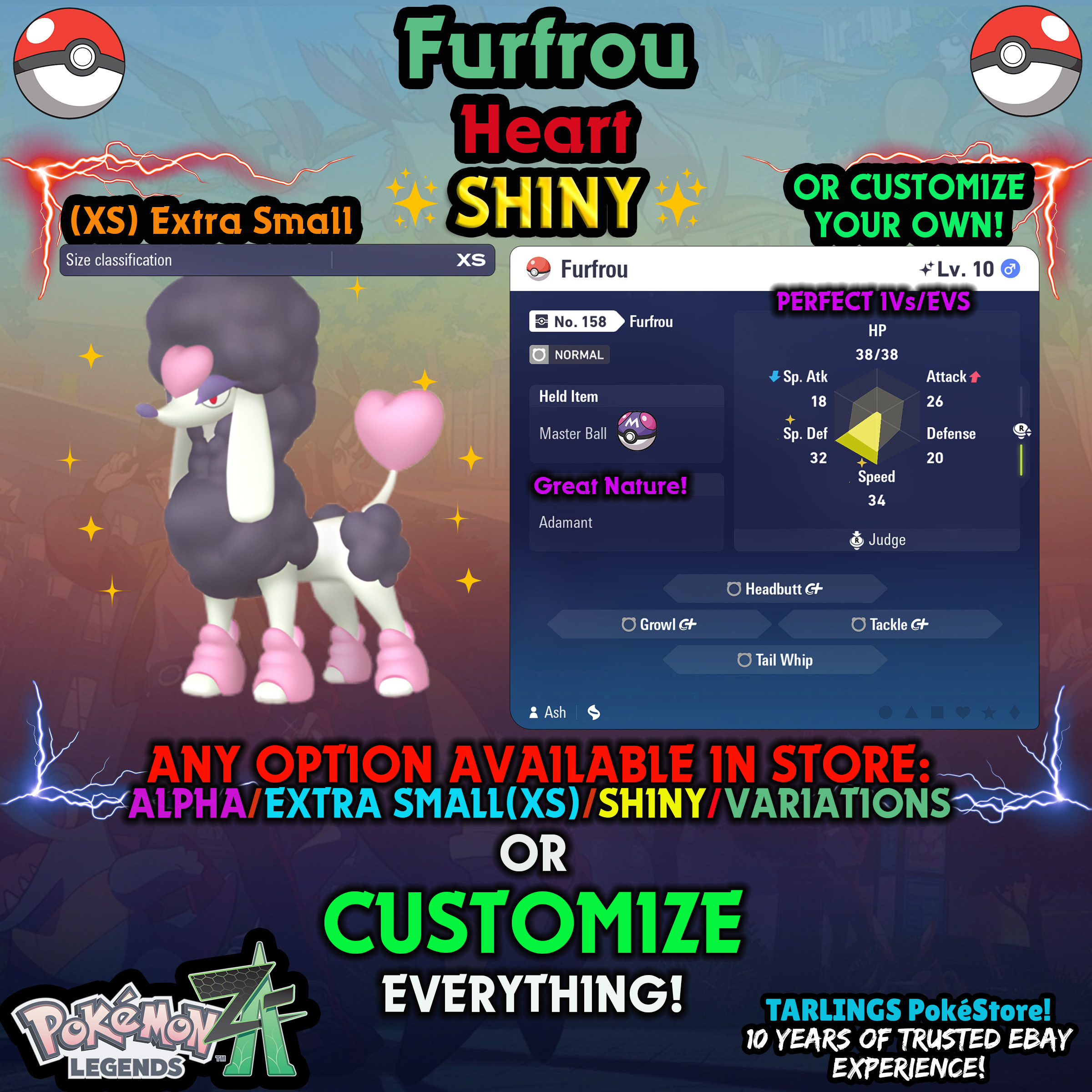 Pokemon Legends ZA π Furfrou - SHINY/NON-SHINY/ALPHAS/X-SMALL β¨ OR CUSTOM β¨ - Picture 156 of 182