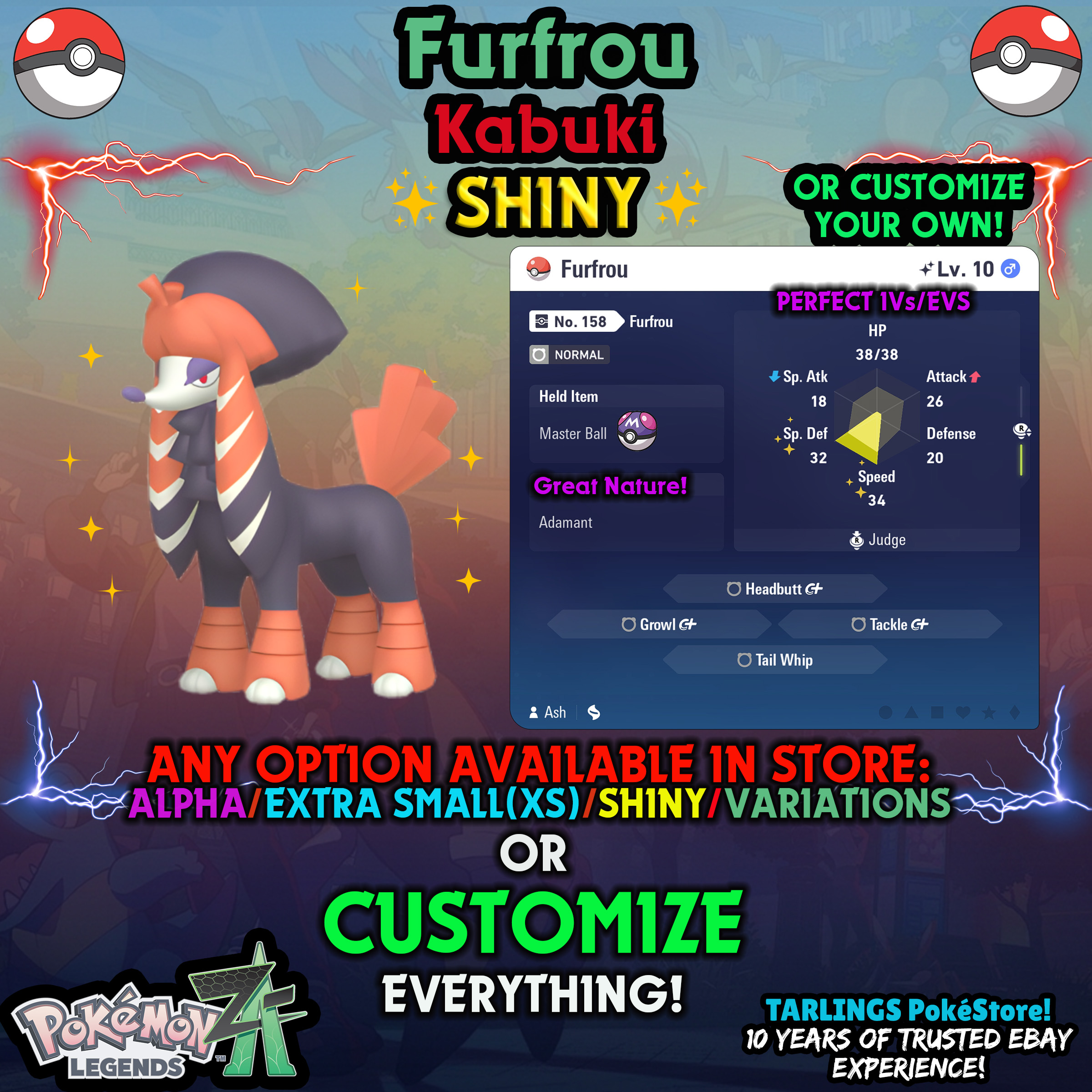 Pokemon Legends ZA π Furfrou - SHINY/NON-SHINY/ALPHAS/X-SMALL β¨ OR CUSTOM β¨ - Picture 37 of 182