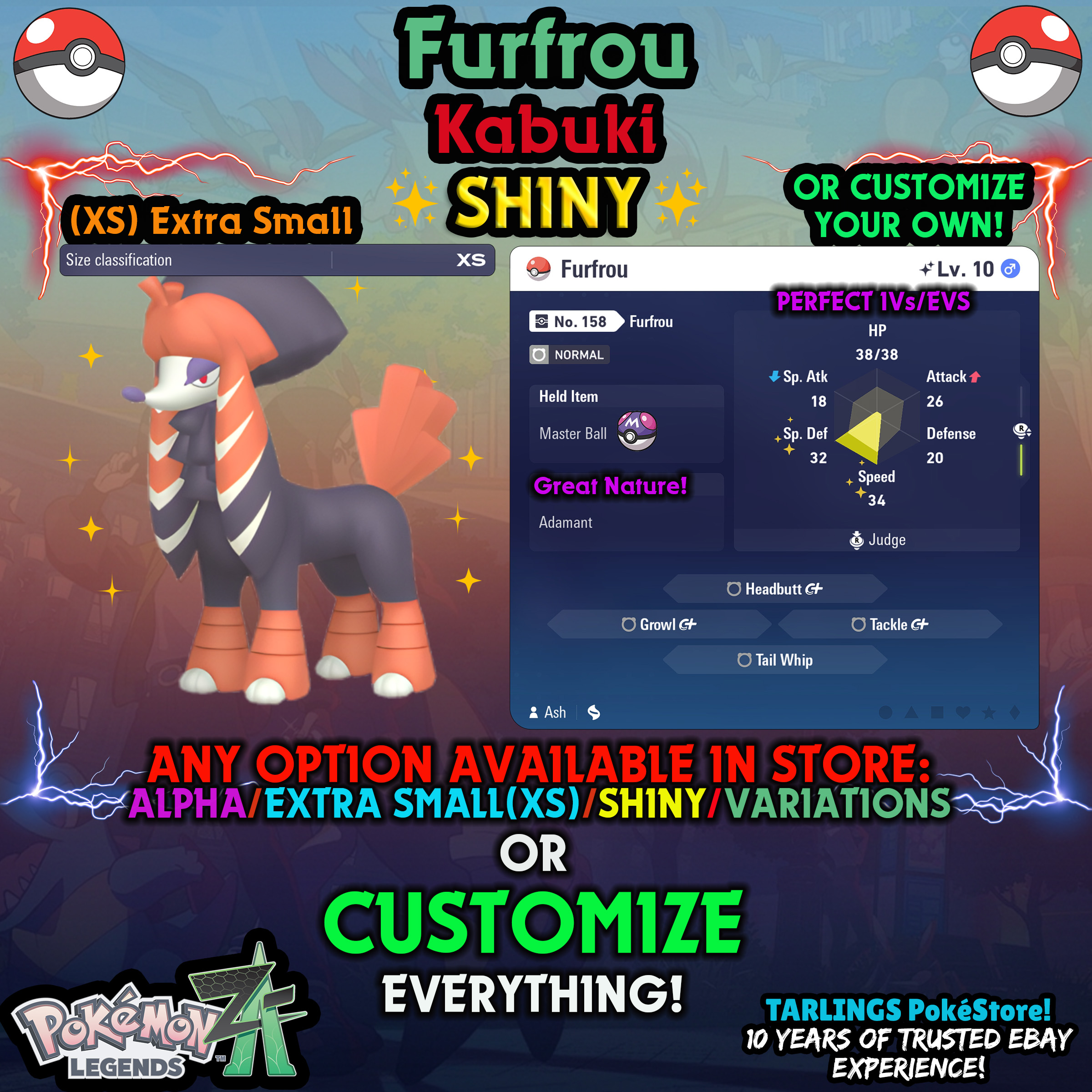 Pokemon Legends ZA π Furfrou - SHINY/NON-SHINY/ALPHAS/X-SMALL β¨ OR CUSTOM β¨ - Picture 157 of 182