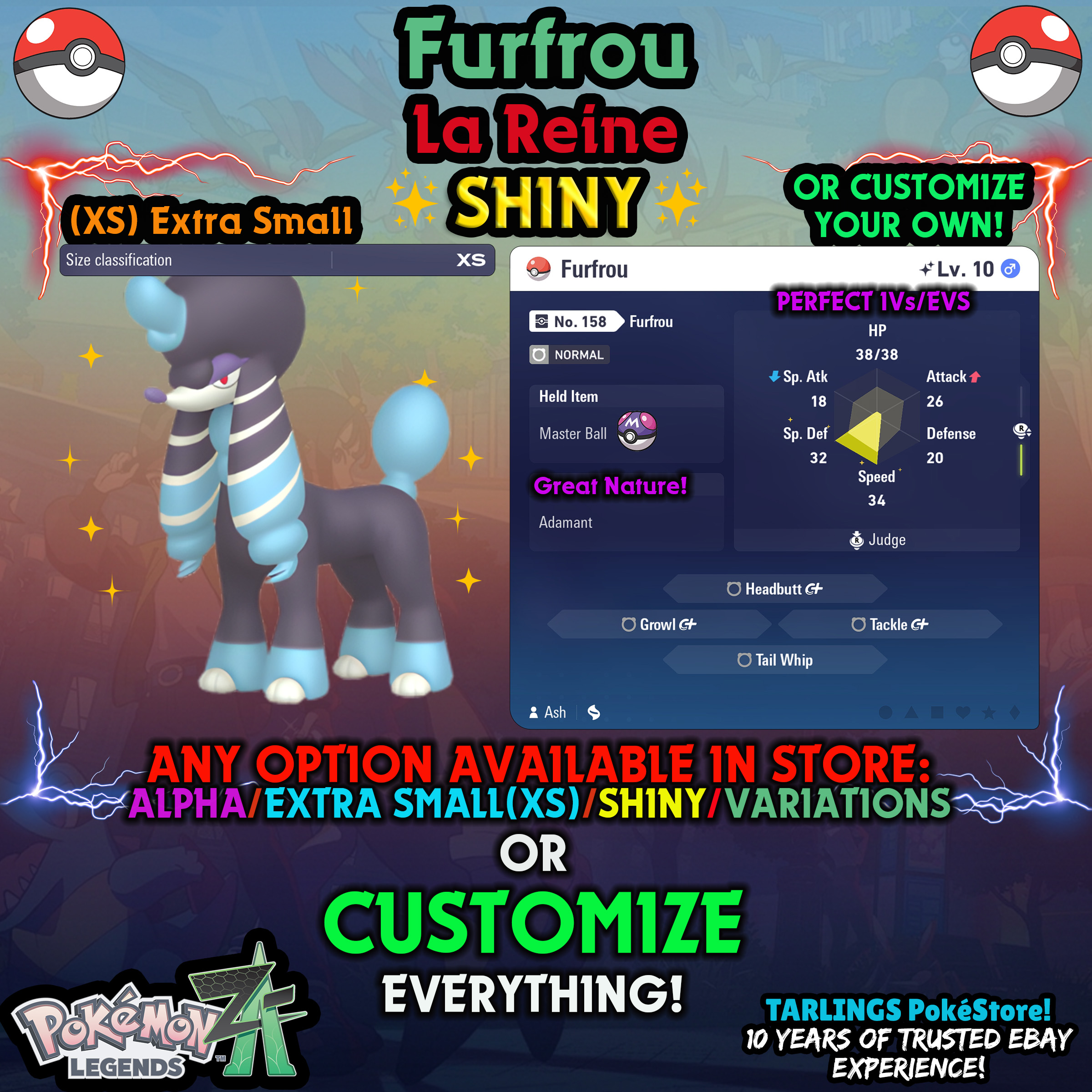 Pokemon Legends ZA π Furfrou - SHINY/NON-SHINY/ALPHAS/X-SMALL β¨ OR CUSTOM β¨ - Picture 158 of 182