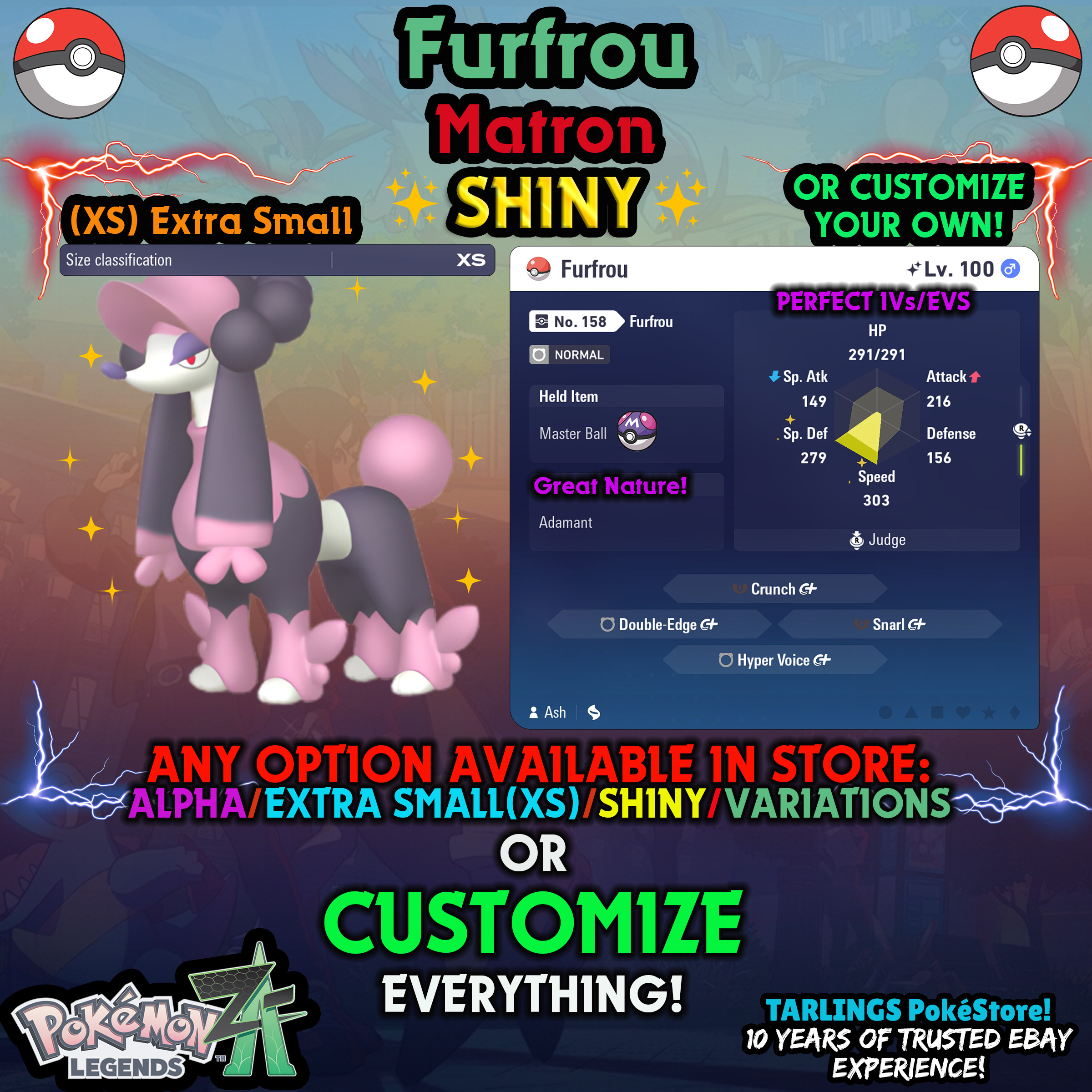 Pokemon Legends ZA π Furfrou - SHINY/NON-SHINY/ALPHAS/X-SMALL β¨ OR CUSTOM β¨ - Picture 179 of 182